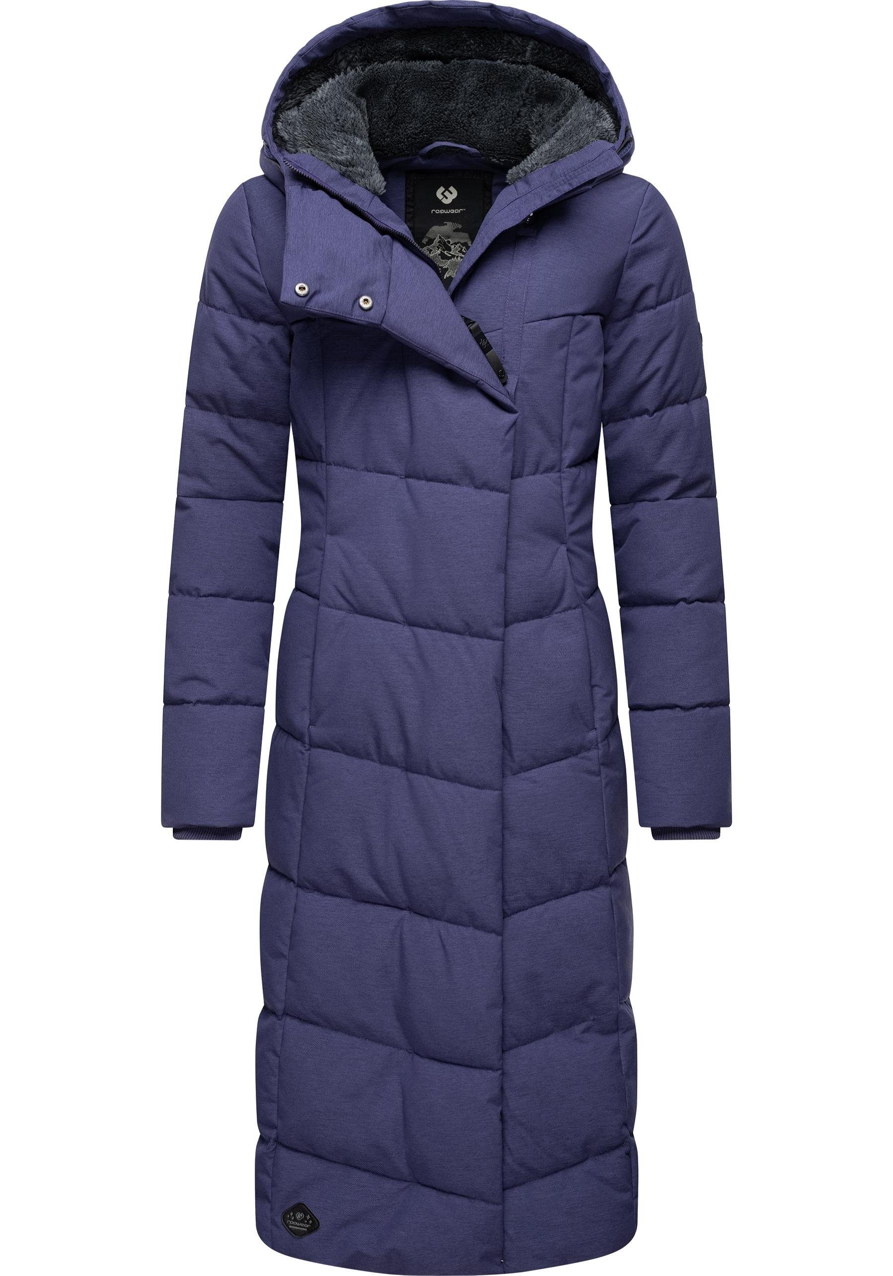 Ragwear Wintermantel Pavla Long extralanger Winterparka mit Teddyfutter und Kapuze
