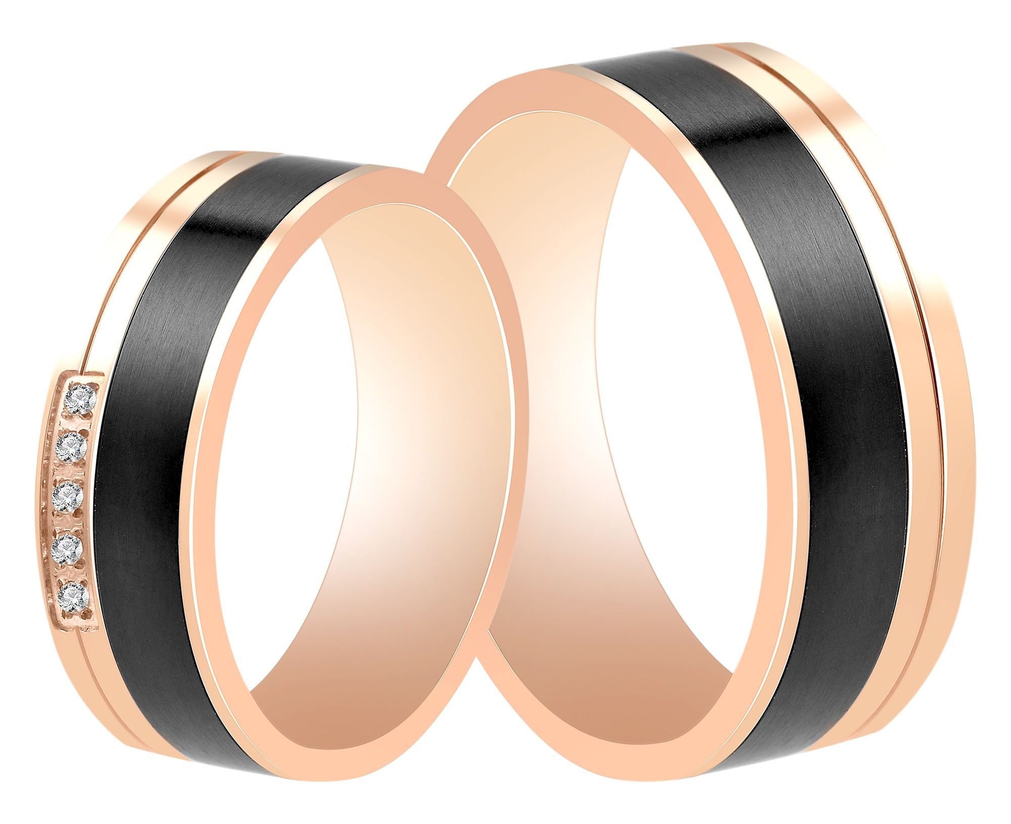 AKZENT Partnerring Ivano aus Edelstahl, roségoldfarben/schwarz, günstig online kaufen