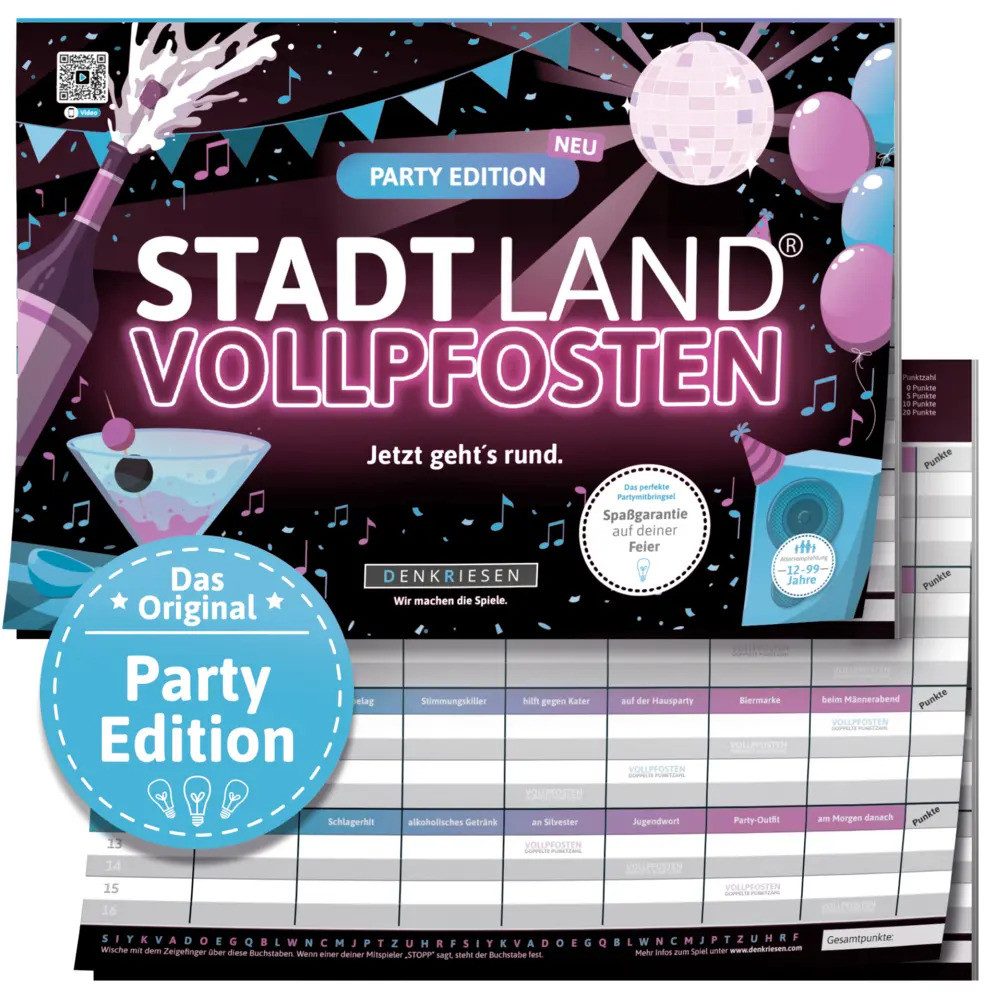Spiel DENKRIESEN - STADT LAND VOLLPFOSTEN® - PARTY EDITION - "Jetzt...
