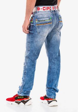 Cipo & Baxx Straight-Jeans mit farbigen Destroyed-Details