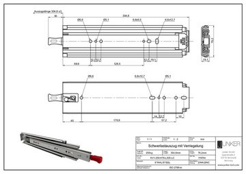 SO-TECH® Auszug Schwerlastauszug Tragkraft 250 kg, Längen 305 - 1524 mm Verriegelung (2 St), KV1-250-H76-LC Lock-in/out