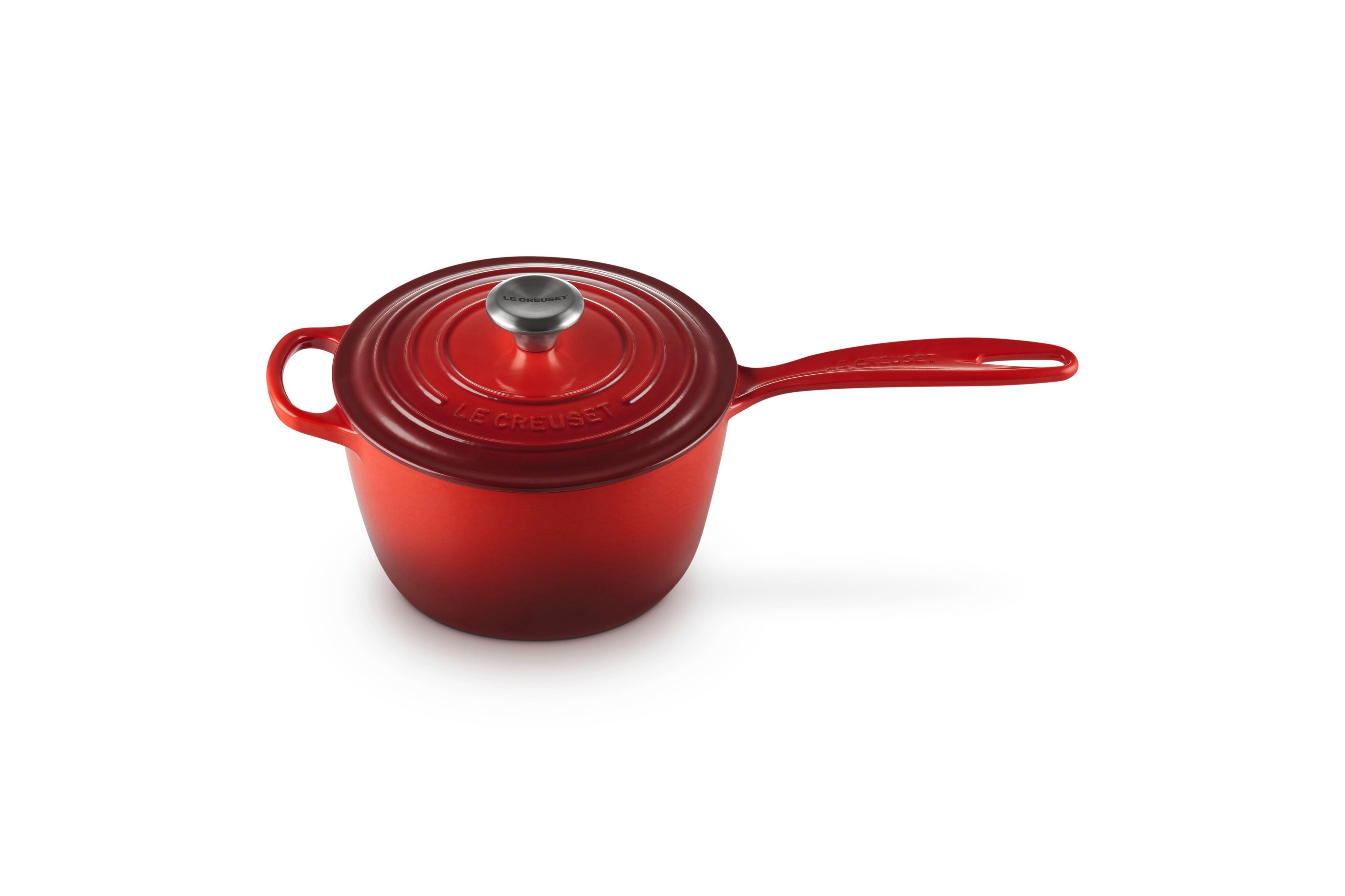 LE CREUSET Kasserolle Stielkasserolle, Rund, Gusseisen, Ø 18 cm, 2,94 kg, Kirschrot, 21181180602430