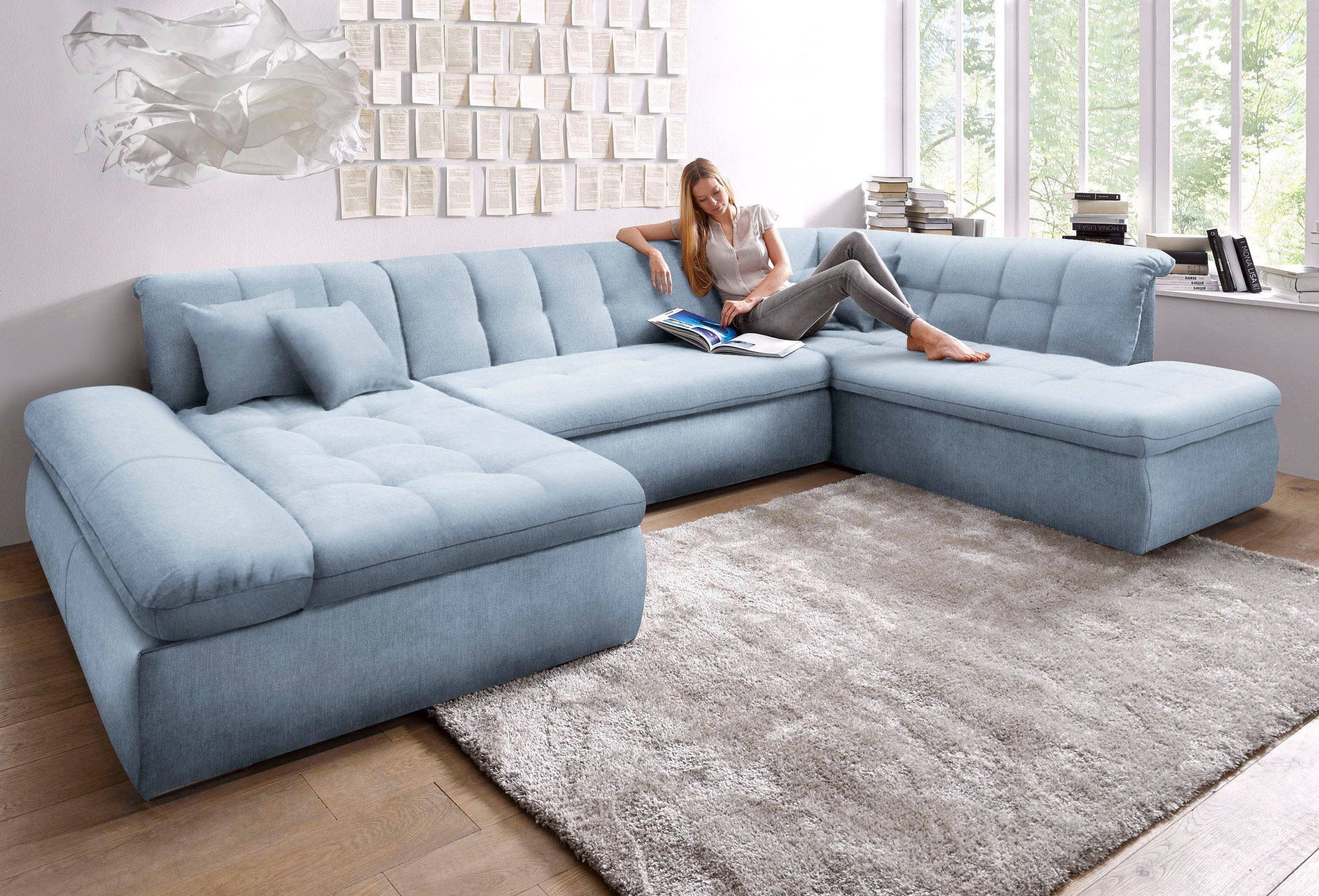 DOMO collection Wohnlandschaft "Moric Luxus incl. Zierkissen" U-Form, bis 1 günstig online kaufen