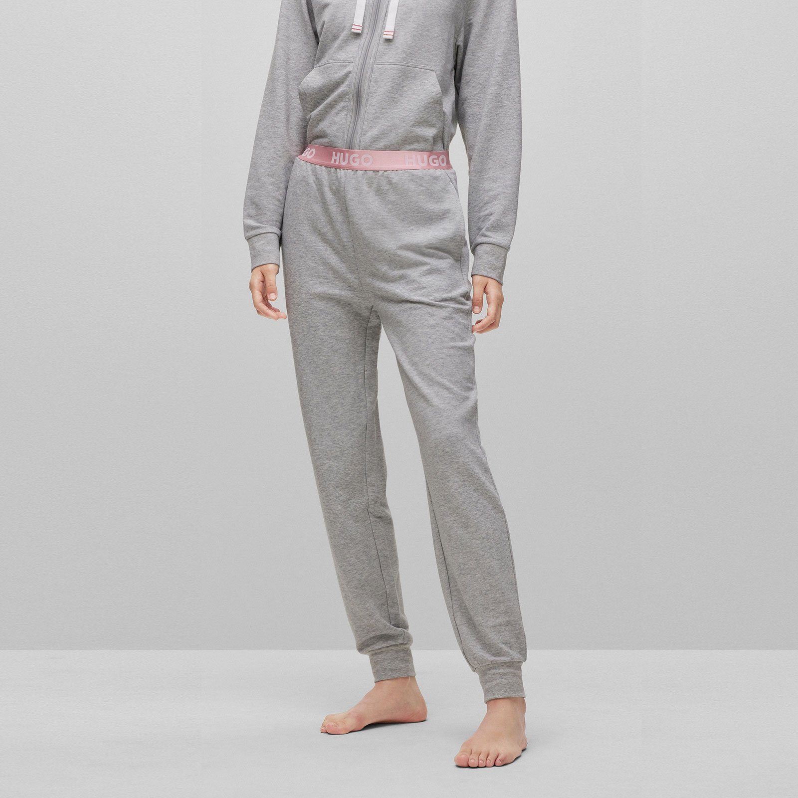 sichtbarem Sporty grey Jogginghose mit Logo Pants Bund mit HUGO 035 Marken-Logos