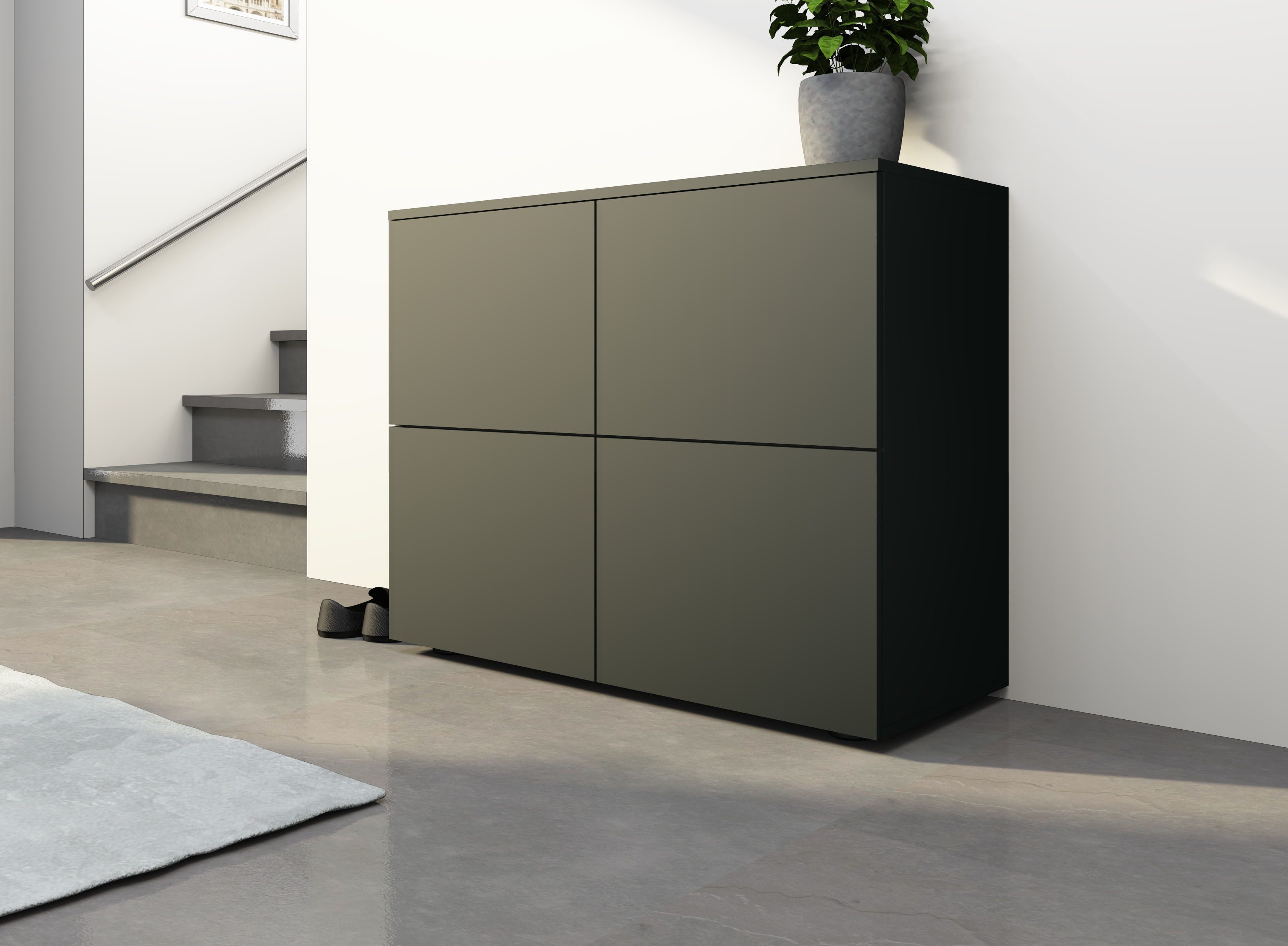 borchardt Möbel Kommode Rova, Sideboard mit 4 Türen, Breite 93 cm, 4-türig, Kommode mit viel Stauraum, schwarz-matt