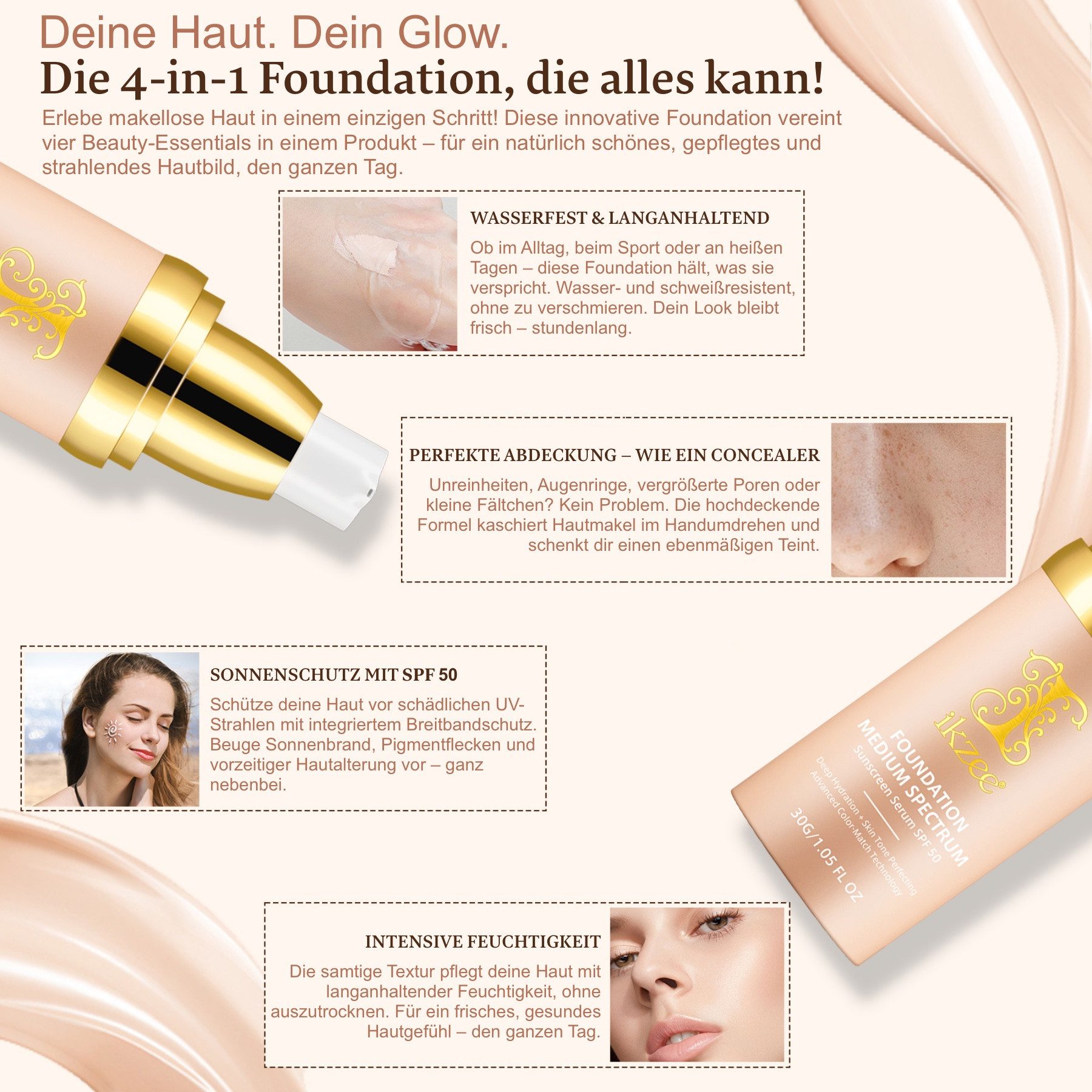 P-Beauty Cosmetic Accessories Sonnenschutzcreme SPF 50 Sonnenschutz Sonnencreme Foundation UV-Schutz Anti-Aging, 1-tlg., Sonnenschutzcreme, SPF50, Foundation