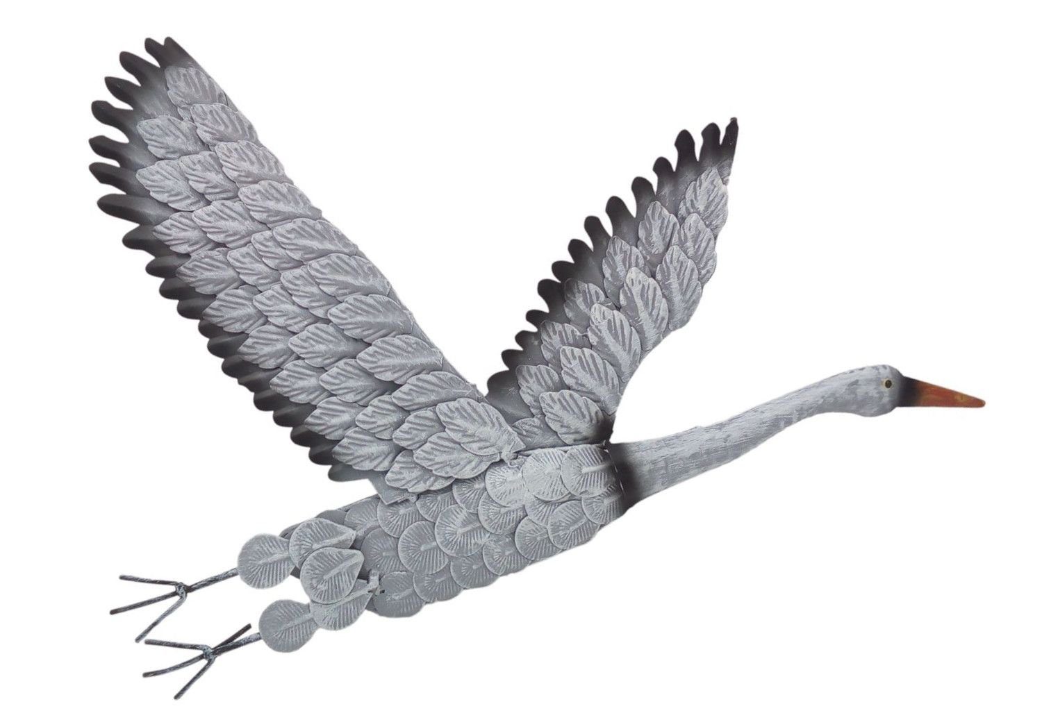 3PAGEN Dekobaum Kranich aus Metall Wandbild Wanddeko Dekofigur Gartendeko Gartenfigur