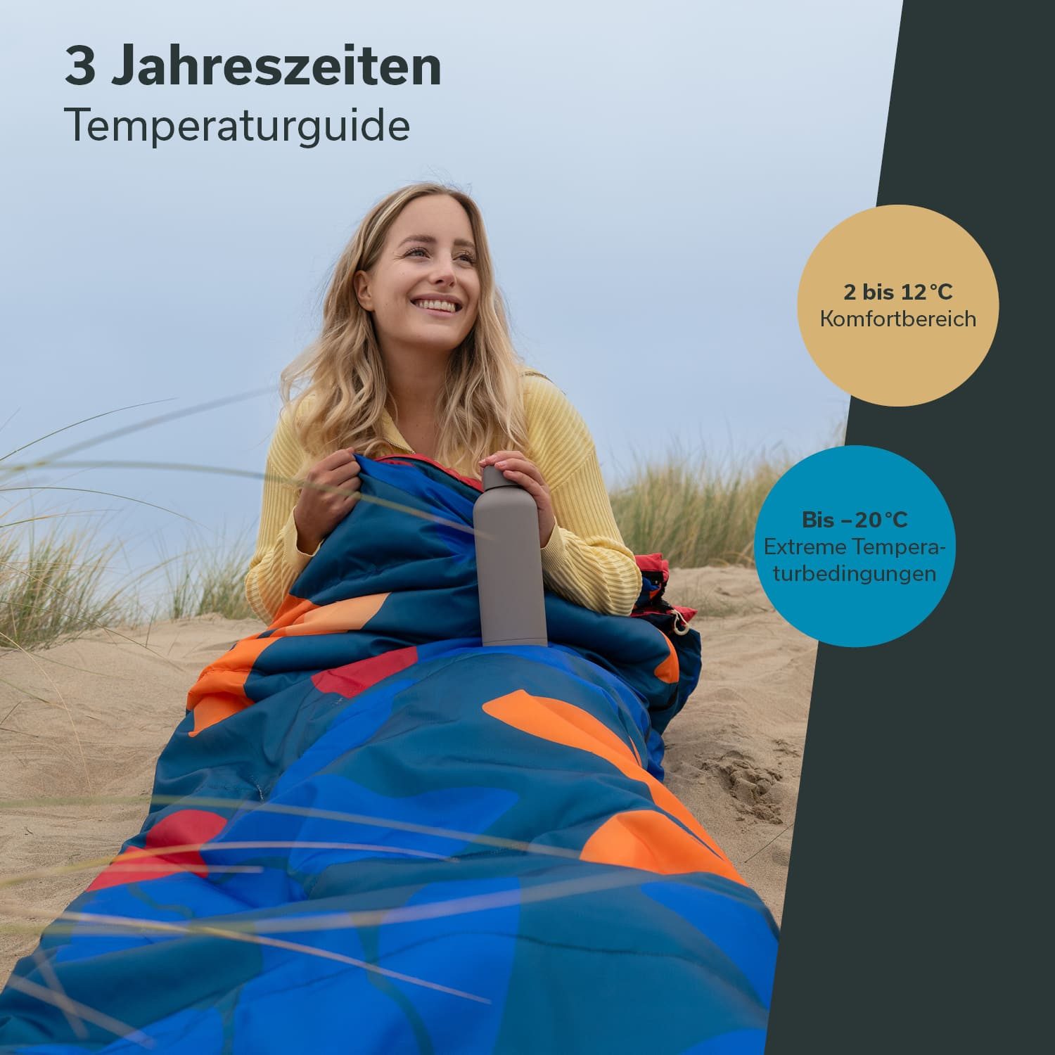 Skandika Deckenschlafsack für Erwachsene, Sovro Flex 190+30 Fiery Garden, als Decke verwendbar (Packsack mit Kompressionsbändern und Schutzhaube), Schlafsack Outdoor für Erwachsene, 3 Jahreszeiten