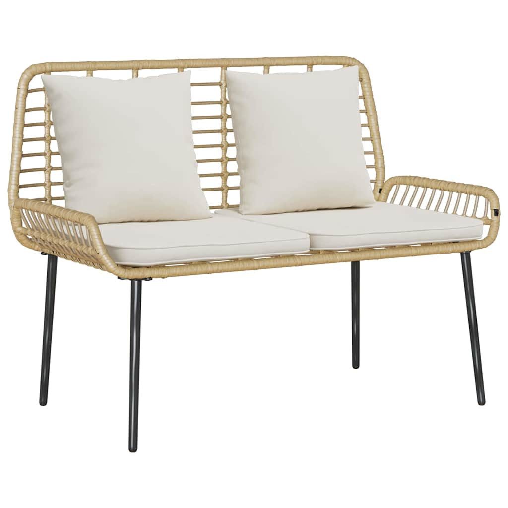 vidaXL Gartenlounge-Set Gartenbank Braun und Creme Poly-Rattan, (1-tlg)