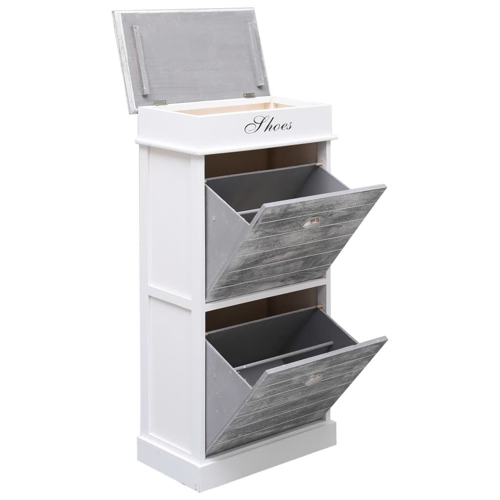 vidaXL Schuhschrank NA Schuhschrank Grau 50x28x98 cm Paulownia Holz