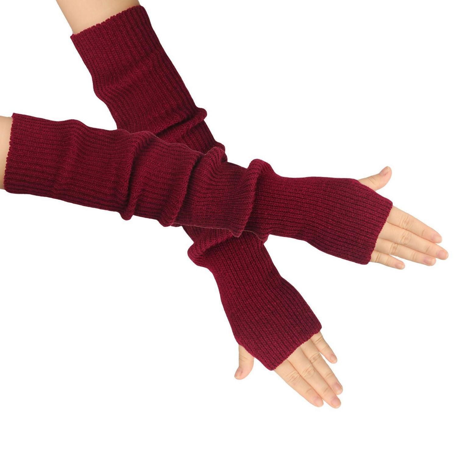 LuxusKollektion Armstulpen Armstulpen Damen Lang Weinrot (1-St)