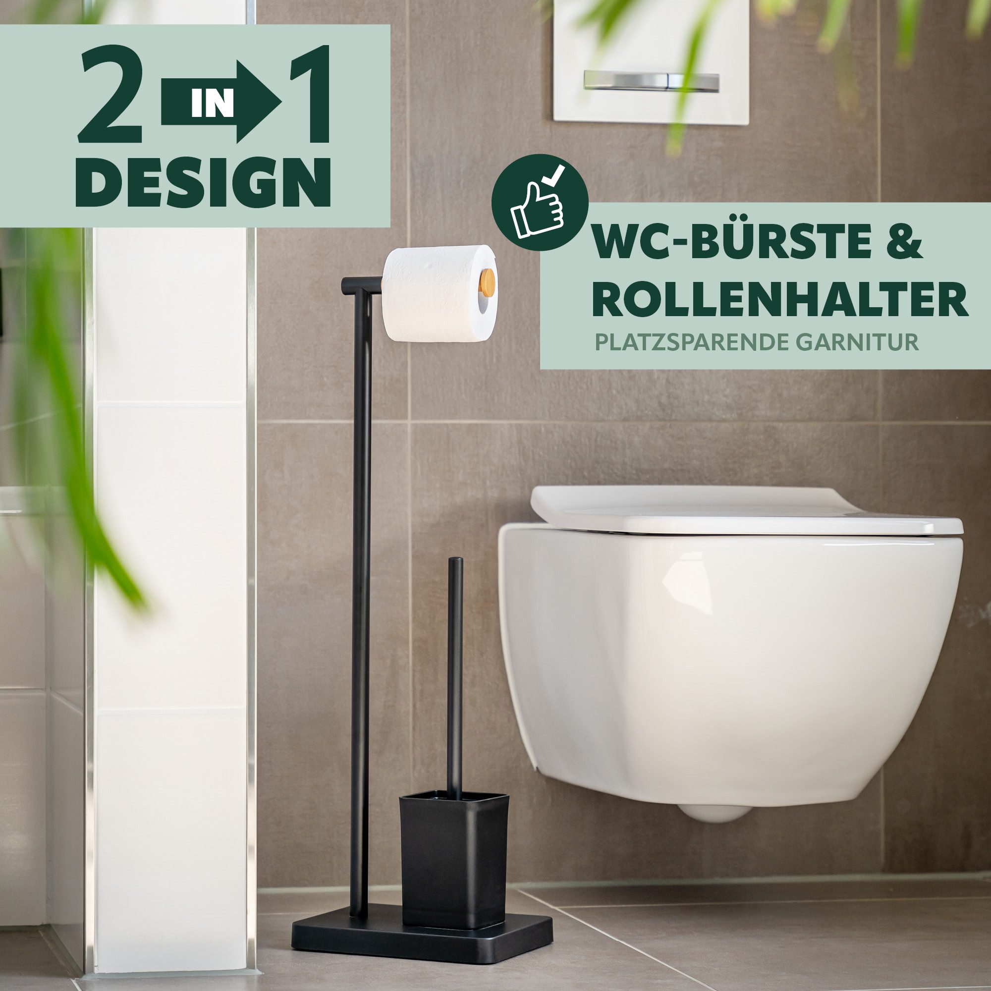 bremermann WC-Garnitur Stand-WC-Garnitur 2in1, WC-Bürste, WC-Rollenhalter, günstig online kaufen
