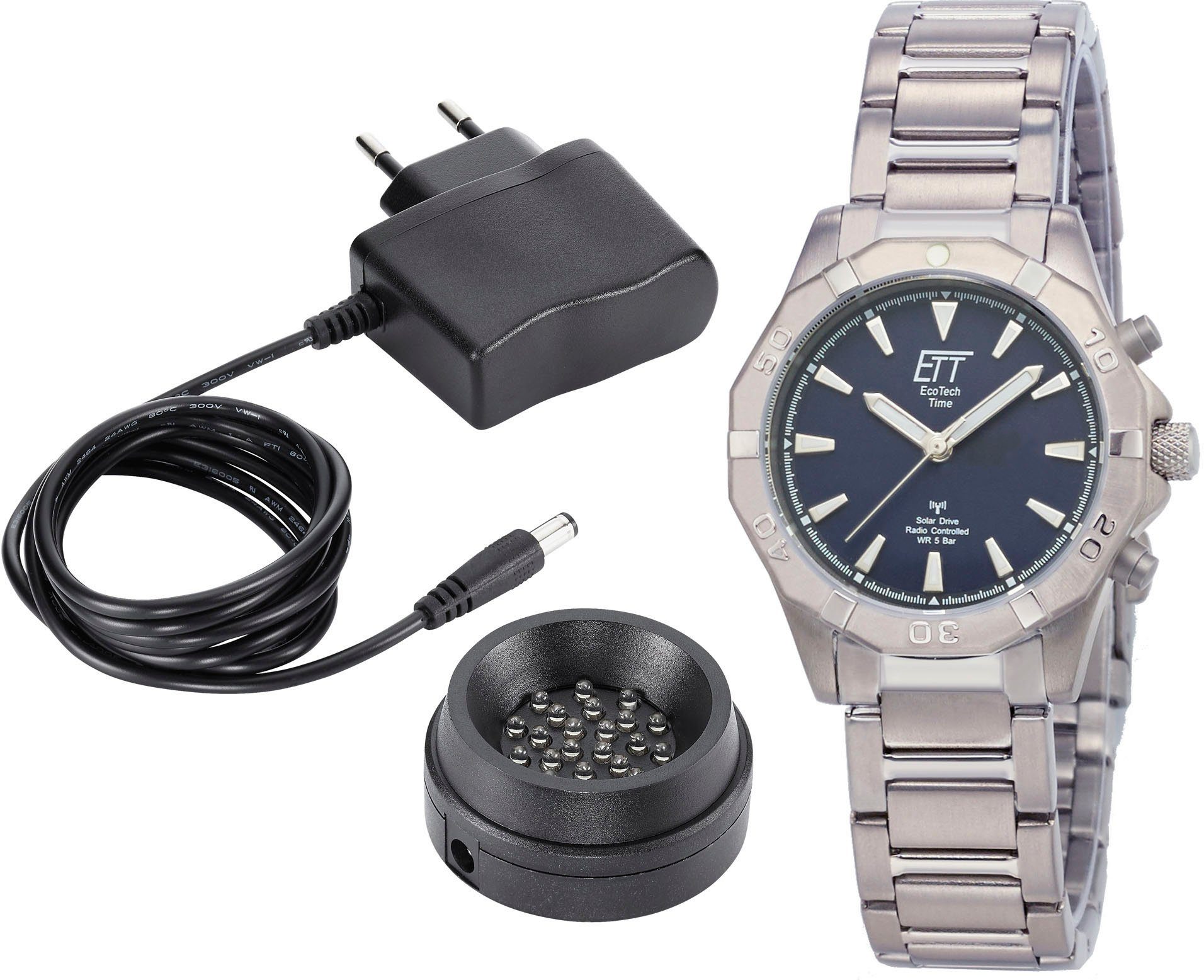 Ladelampe), Solar Funkuhr Uhr ETT (Set, 2-tlg., und Alaska, ELT-11357-10M,