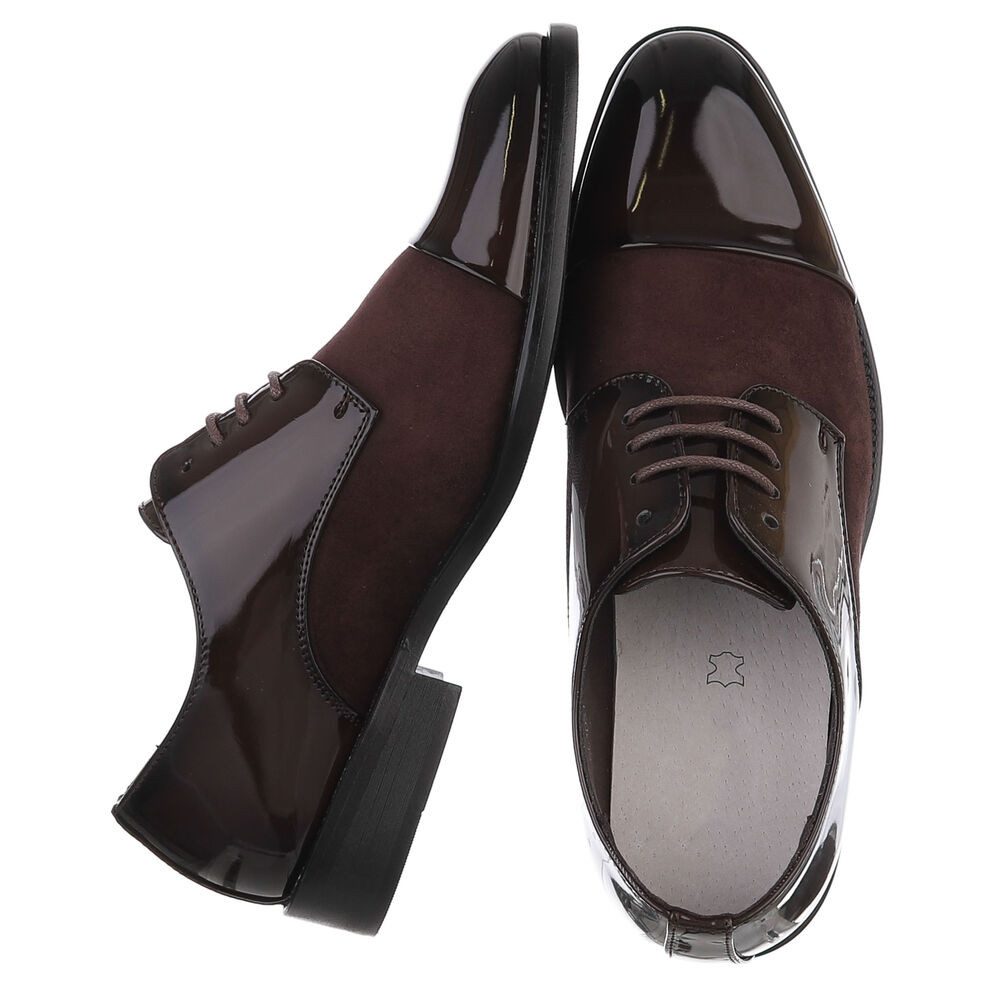 Coolwalk Herrenschuh Derby glänzend Schnürung elegant Freizeit Schnürschuh (91977169) Blockabsatz Business-Schuhe in Braun – Bild 2 von 5