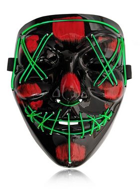 Maskworld Verkleidungsmaske LED Maske grün, Coole Leuchtmaske wie in The Purge
