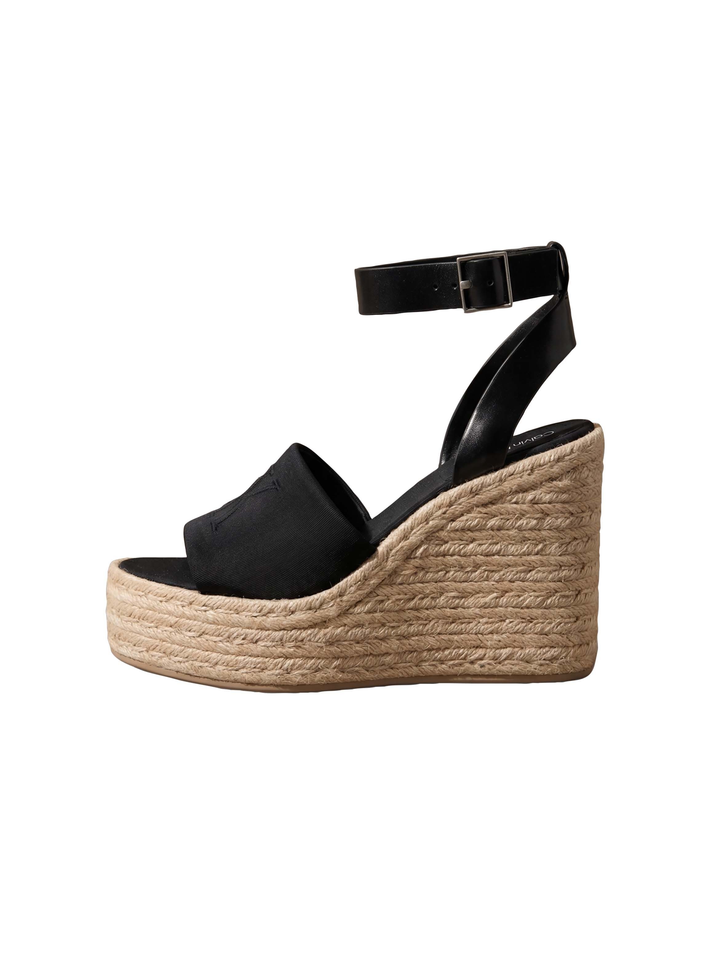 Calvin Klein WEDGE ESPAD 70 NEOPR MG Keilsandalette Sommerschuh, Plateausandale, Keilabsatz, mit Bastbesatz
