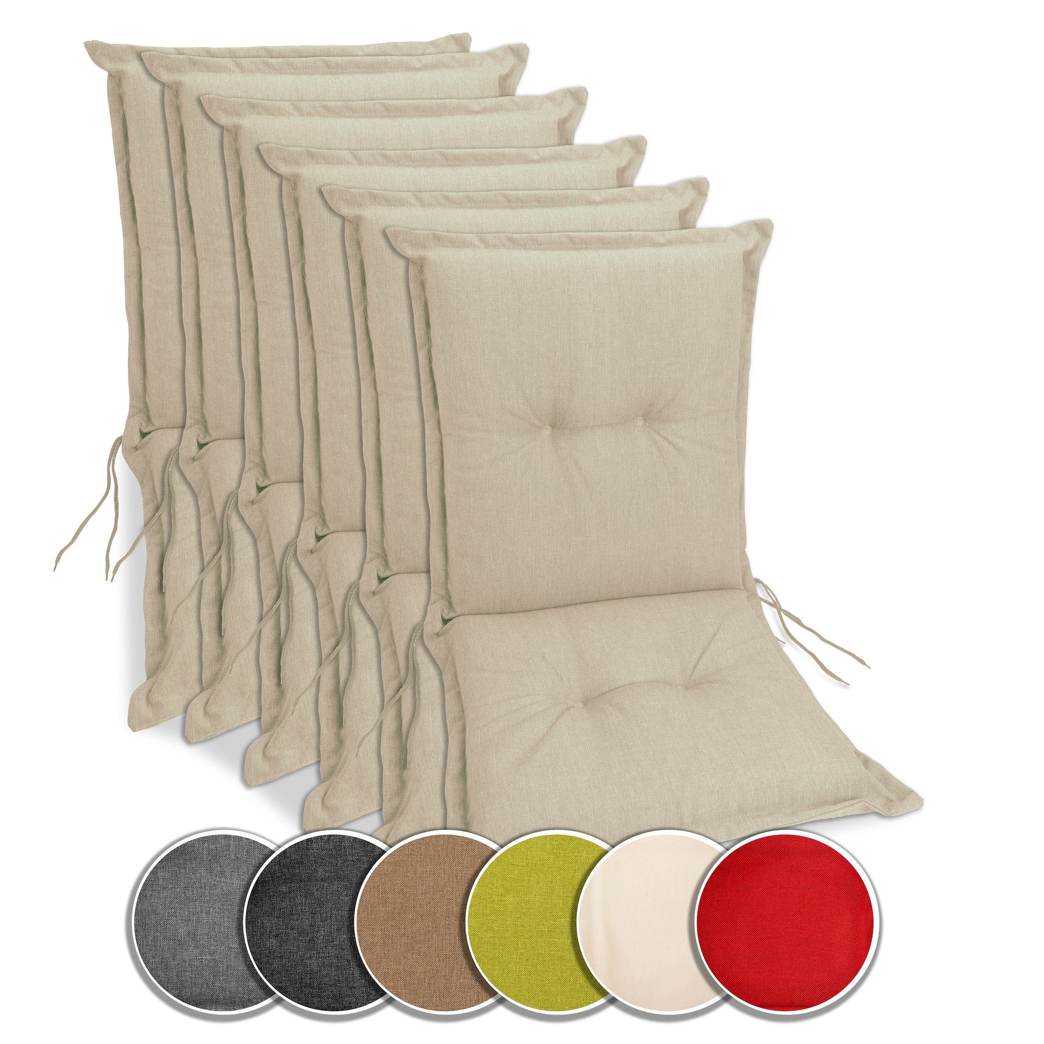 sunnypillow Liegenauflage 6 Stück Gartenstuhlauflagen 100 günstig online kaufen