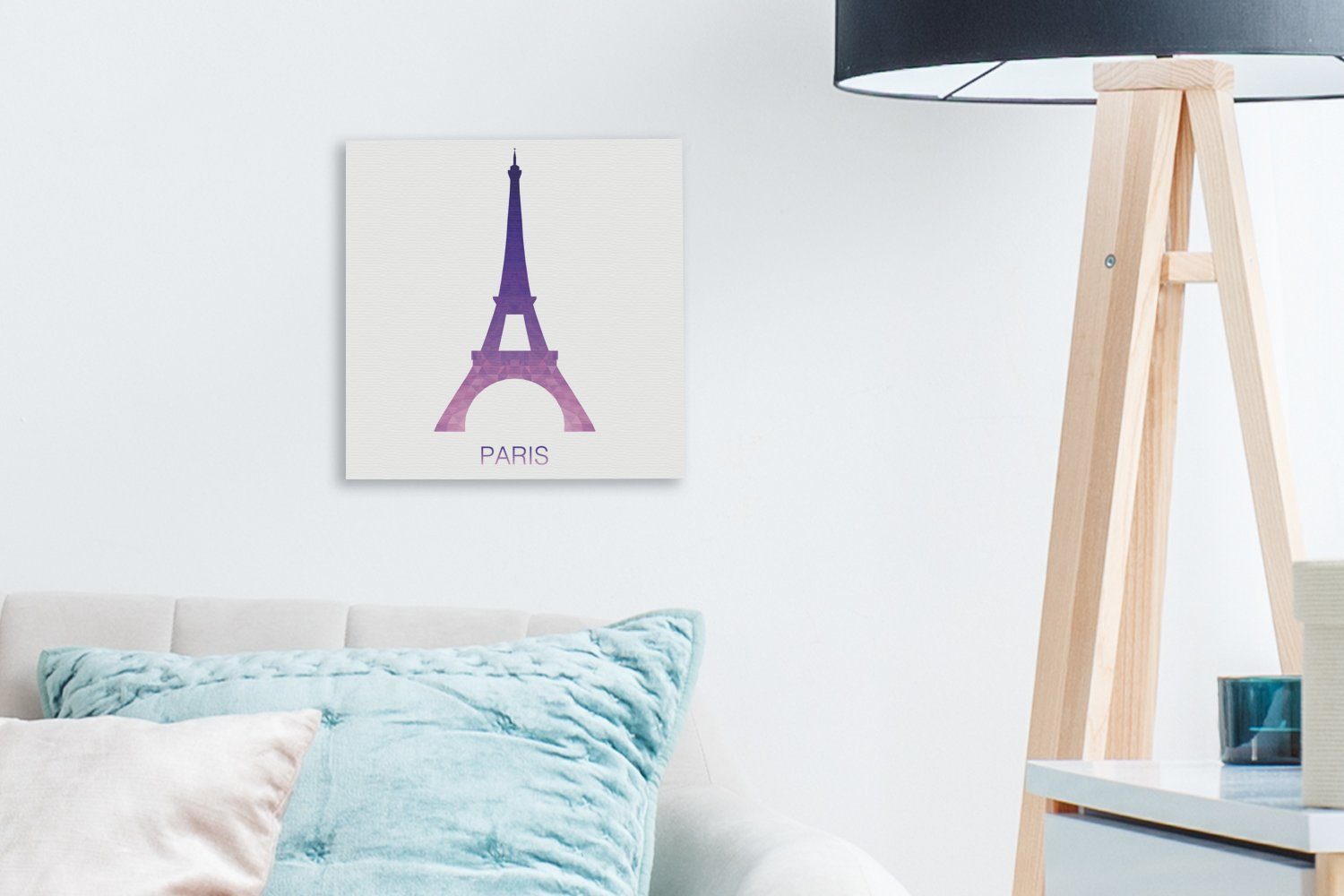 OneMillionCanvasses® Leinwandbild St), Leinwand (1 Eine bunte des Illustration Schlafzimmer Eiffelturms, Bilder Wohnzimmer für
