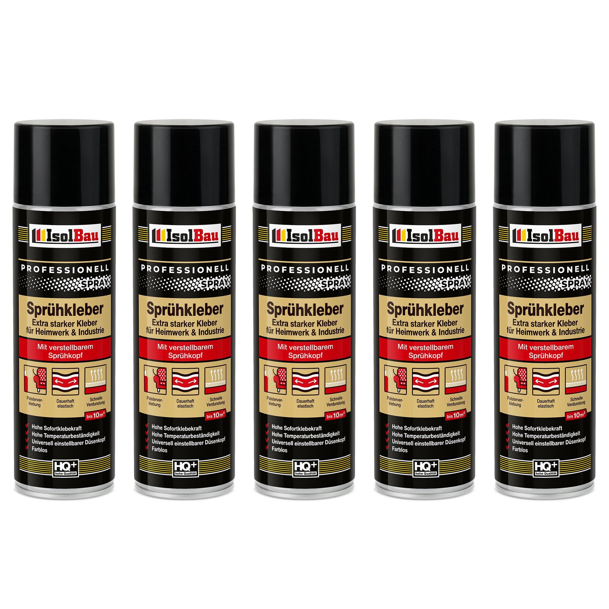 None Montagekleber Sprühkleber 5 x 500ml Kontaktkleber Extra Stark Klebe-Spray, Geeignet für Schaumstoff, Polster, Filz & mehr auf Holz & Metall