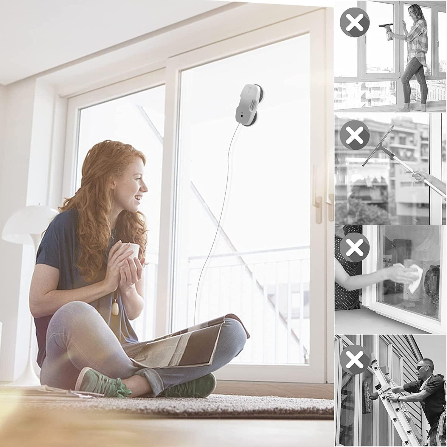 HUTT Saugroboter DDC55 Fensterputzroboter für Innenaußenfenster, Glas, Fliesen, Fensterputzroboter, Intelligente Fensterputzer