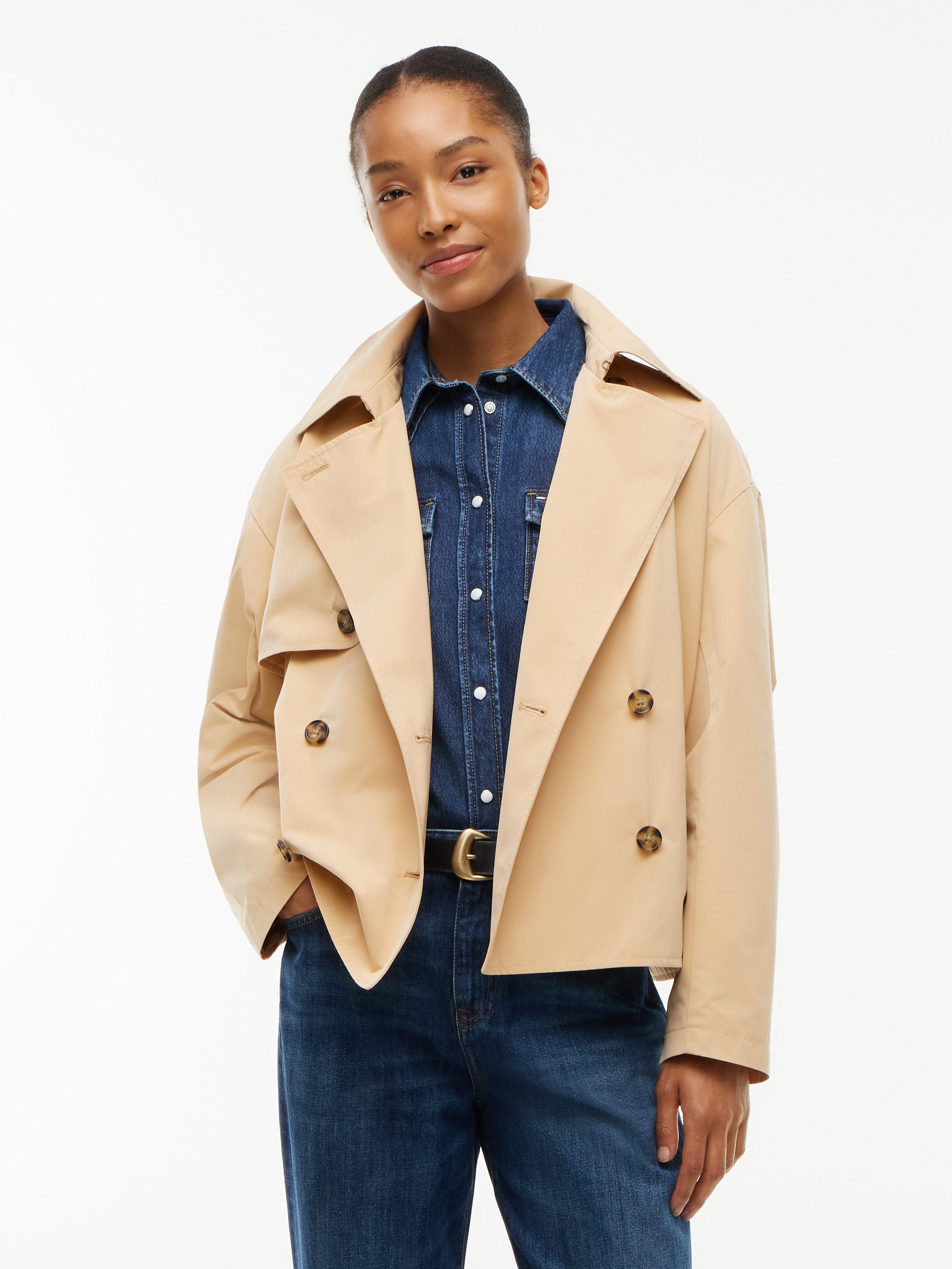 Tommy Jeans Kurzjacke TJW SHORT TRENCH JACKET Materialmix