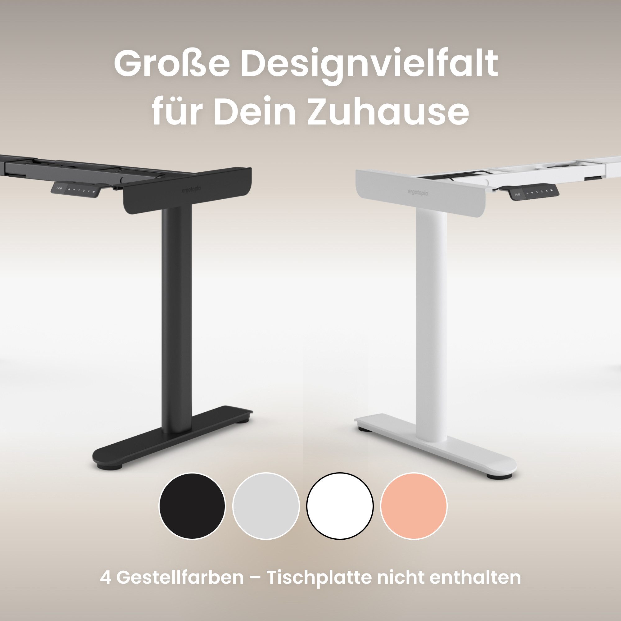 Ergotopia Schreibtisch Desktopia One (elektrisch höhenverstellbarer Schreibtisch Gestell), elektrisch höhenverstellbares Tischgestell