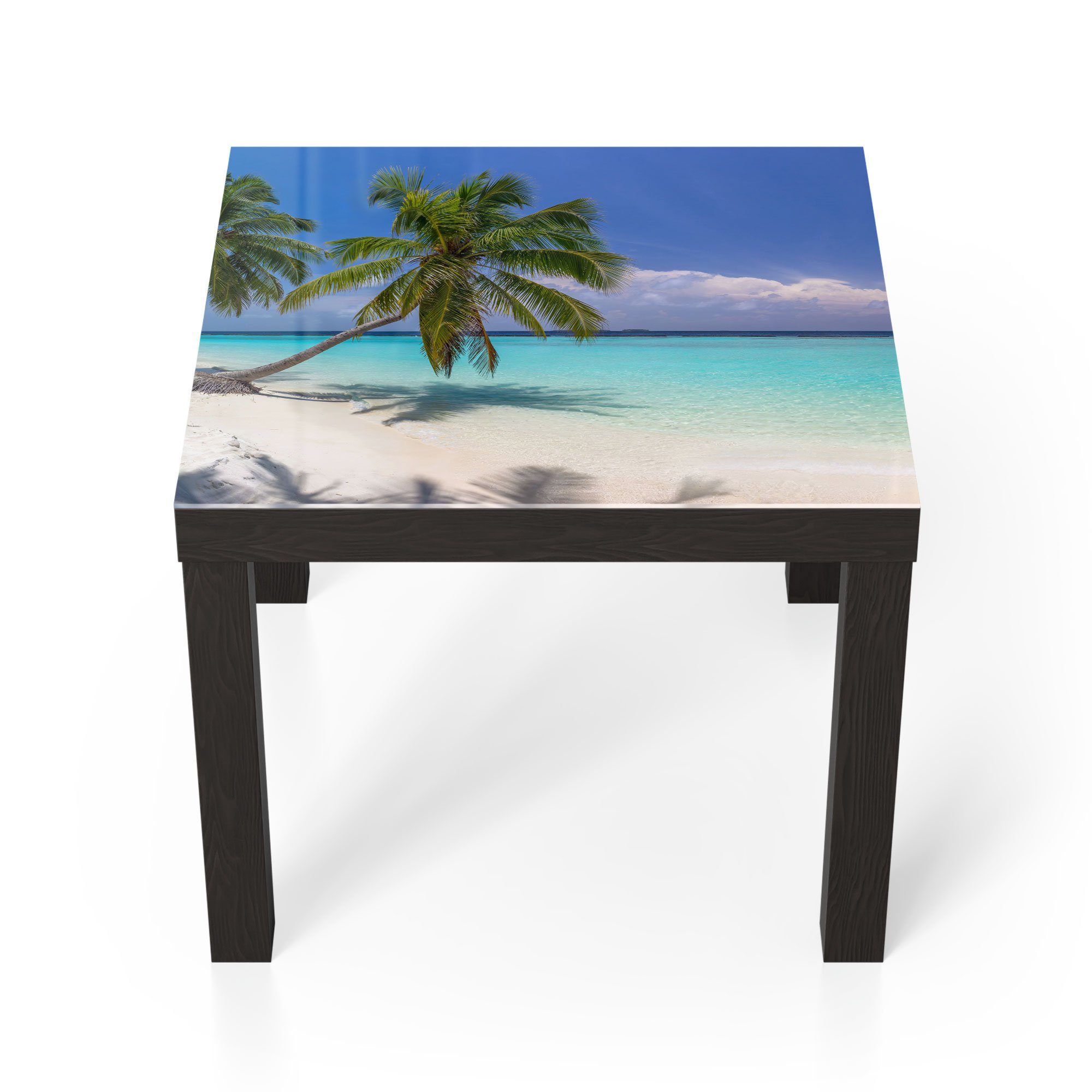 'Paradiesischer Glastisch Couchtisch Schwarz Strand', DEQORI Beistelltisch modern Glas