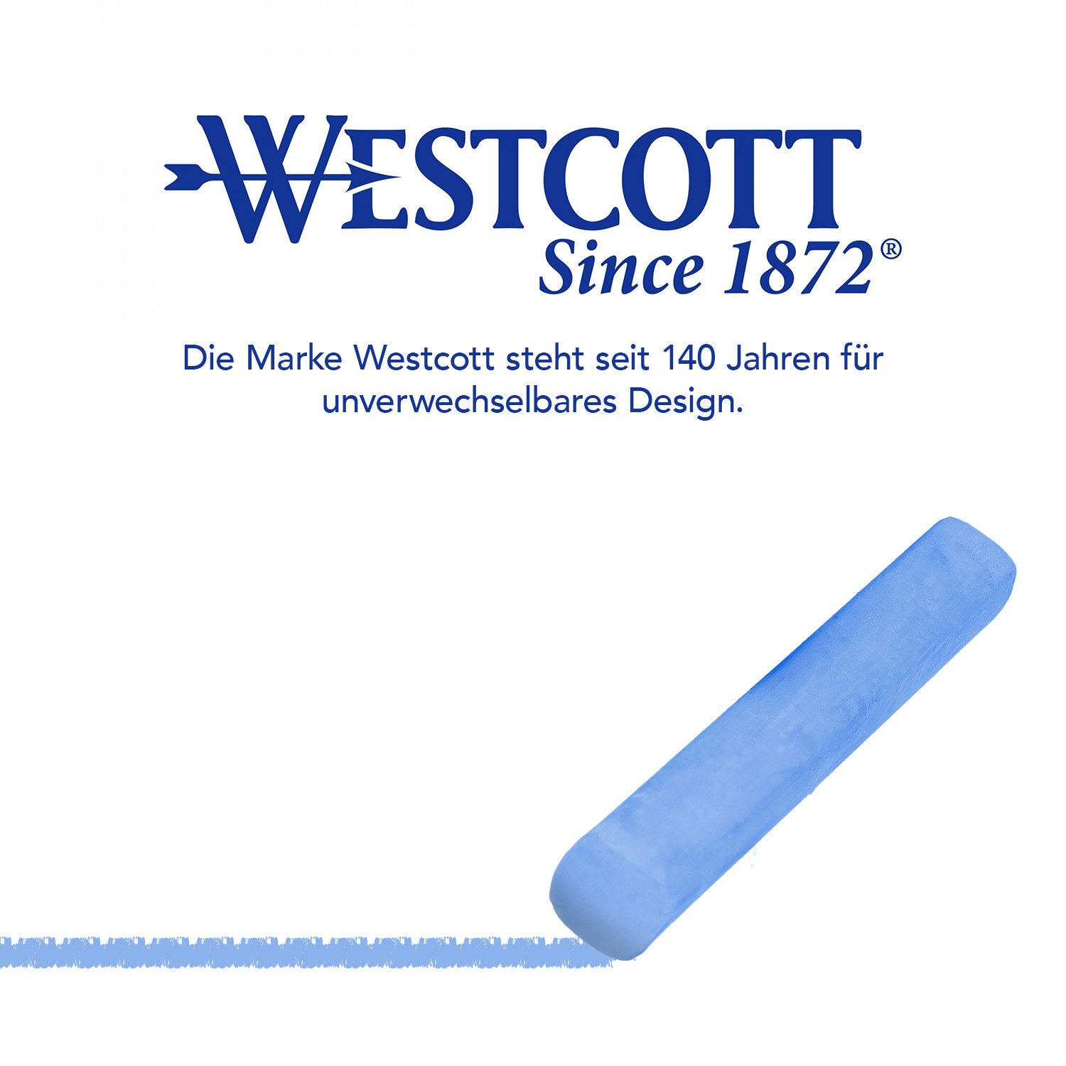 WESTCOTT Malkreide Kreide 12 Stück Bunt, Tafelkreide 1,2cm ⌀ x 8,5cm Kreidestifte, (1-tlg), staubarm & leicht abwischbar – Bild 5 von 5