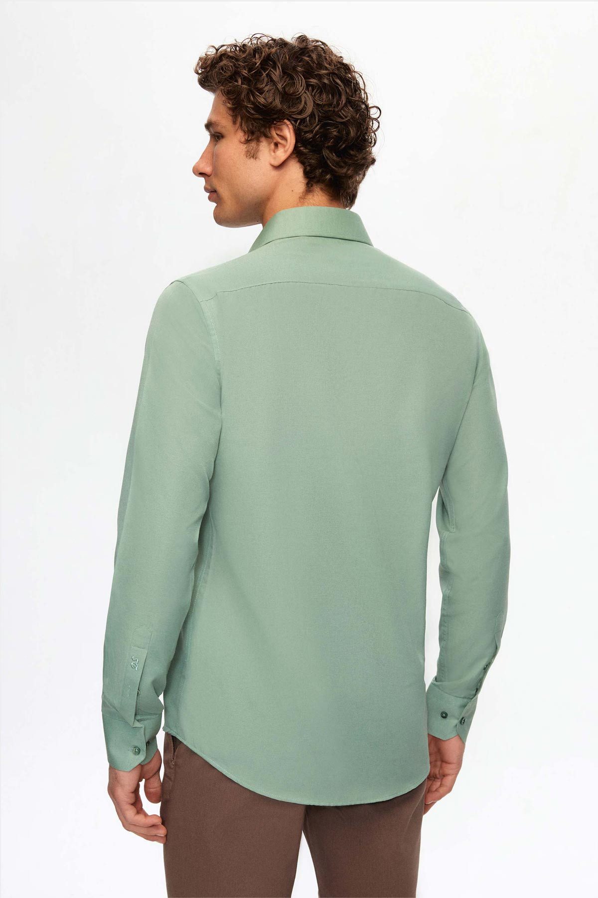 D'S DAMAT Frackhemd Ds Damat Slim Fit Braun/Italienischer Kragen Bügelleichtes 2-teiliges