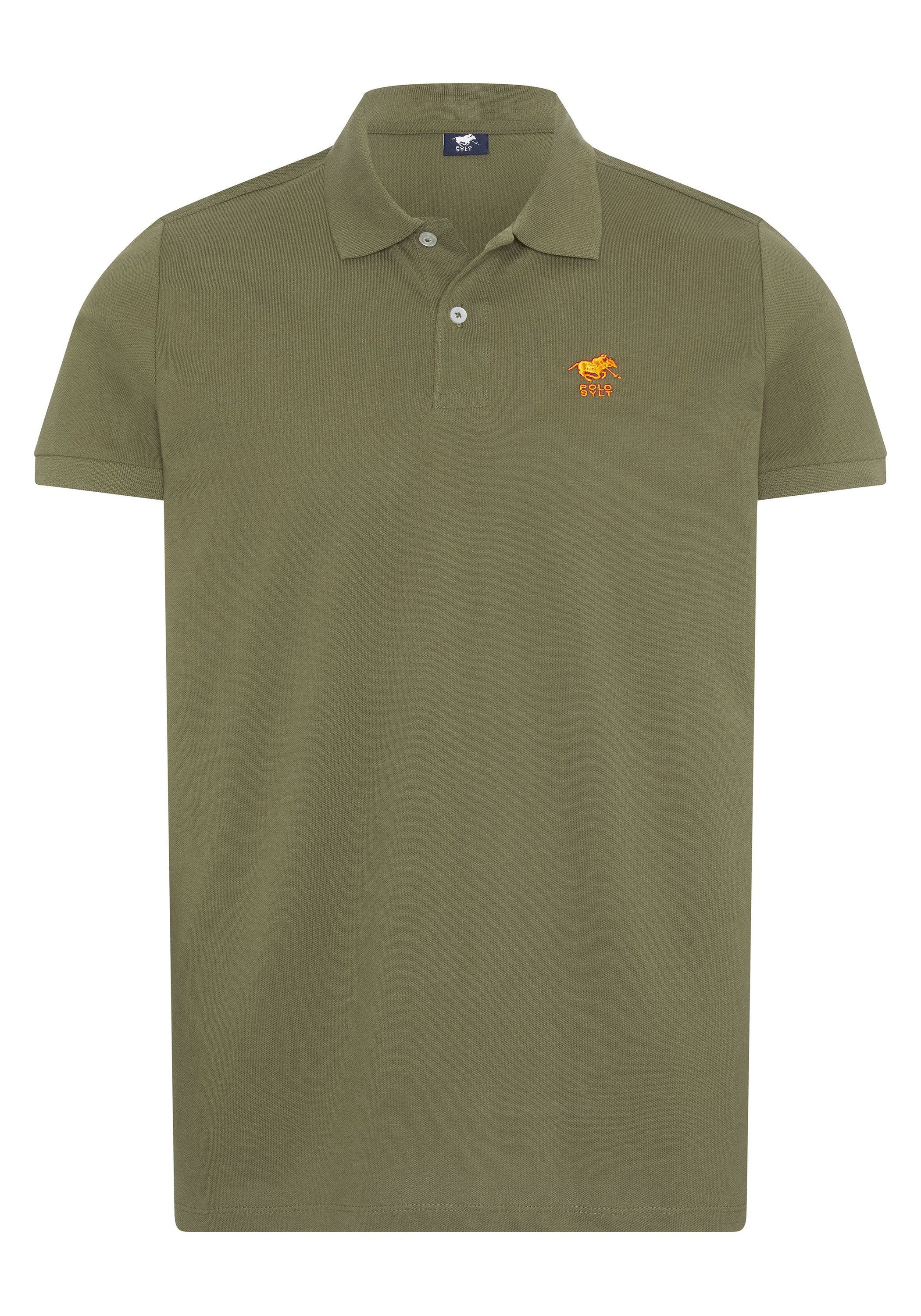 mit Burnt Logo-Stitching Polo Olive 18-0521 Poloshirt Sylt