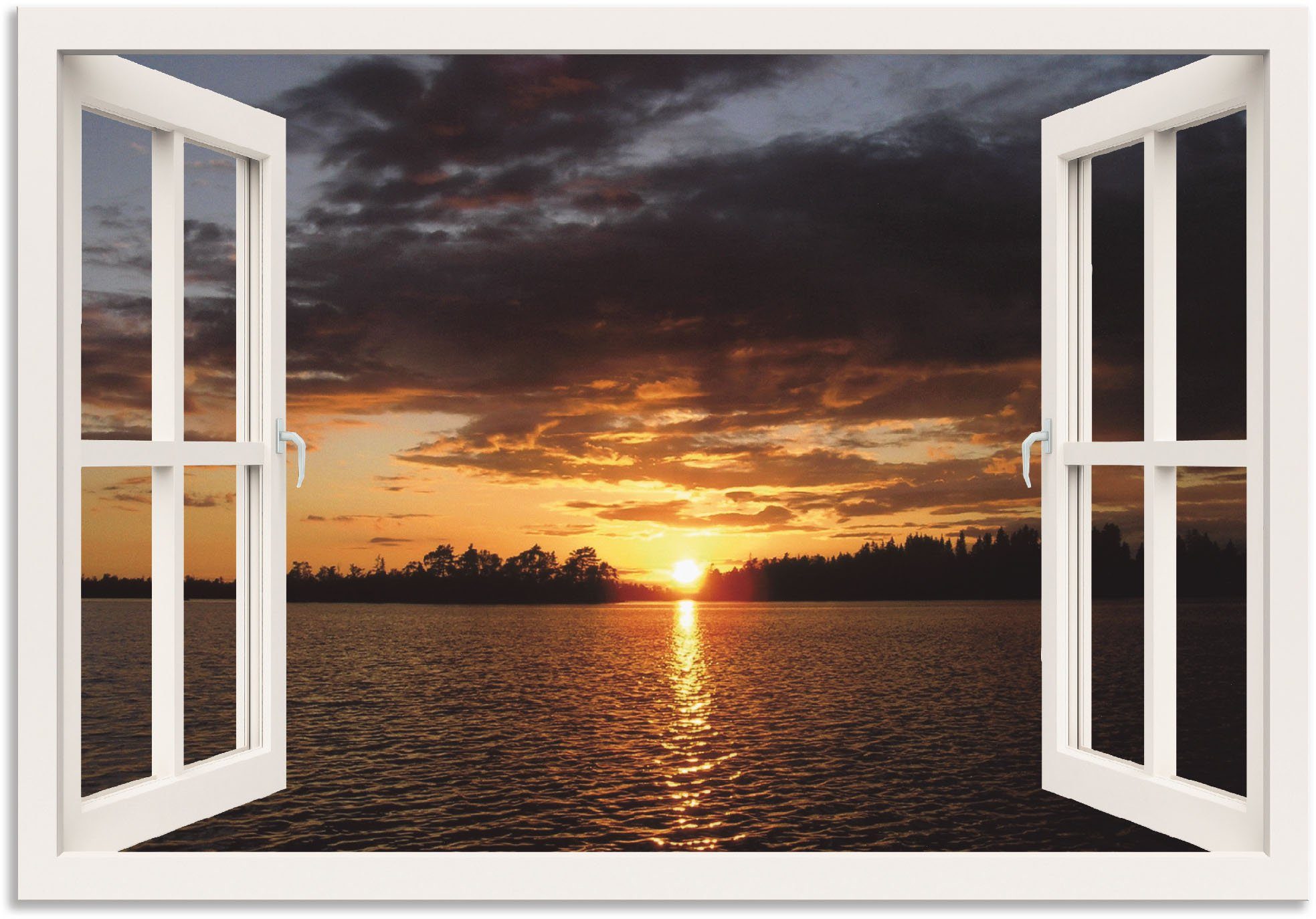 See oder St), Seebilder Artland Wandbild Leinwandbild, Sonnenuntergang in Poster Alubild, Wandaufkleber Größen versch. Fenster, mit am (1 als