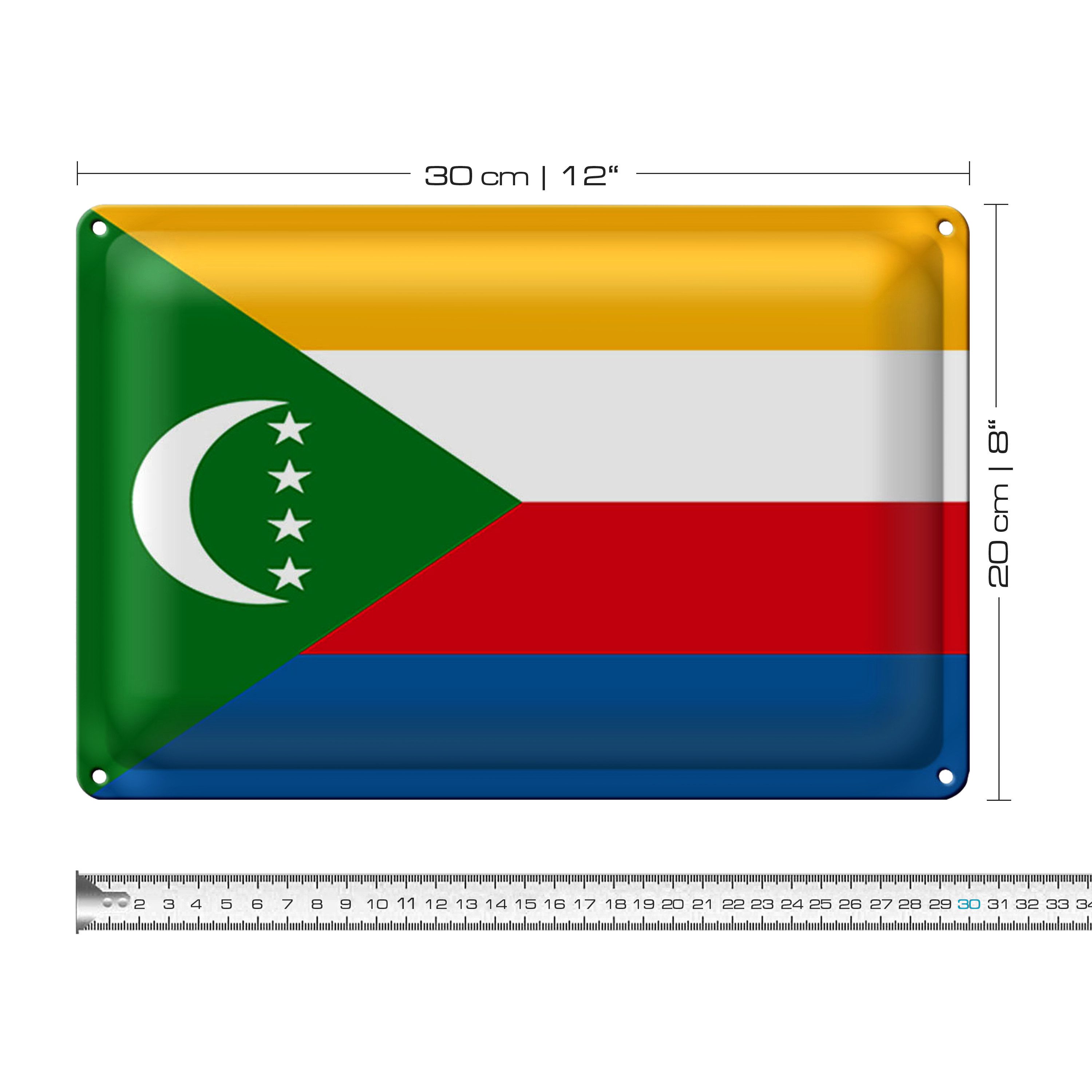 Roomando Metallschild Blechschild Flagge Komoren 30x20cm Flag of the Comoros