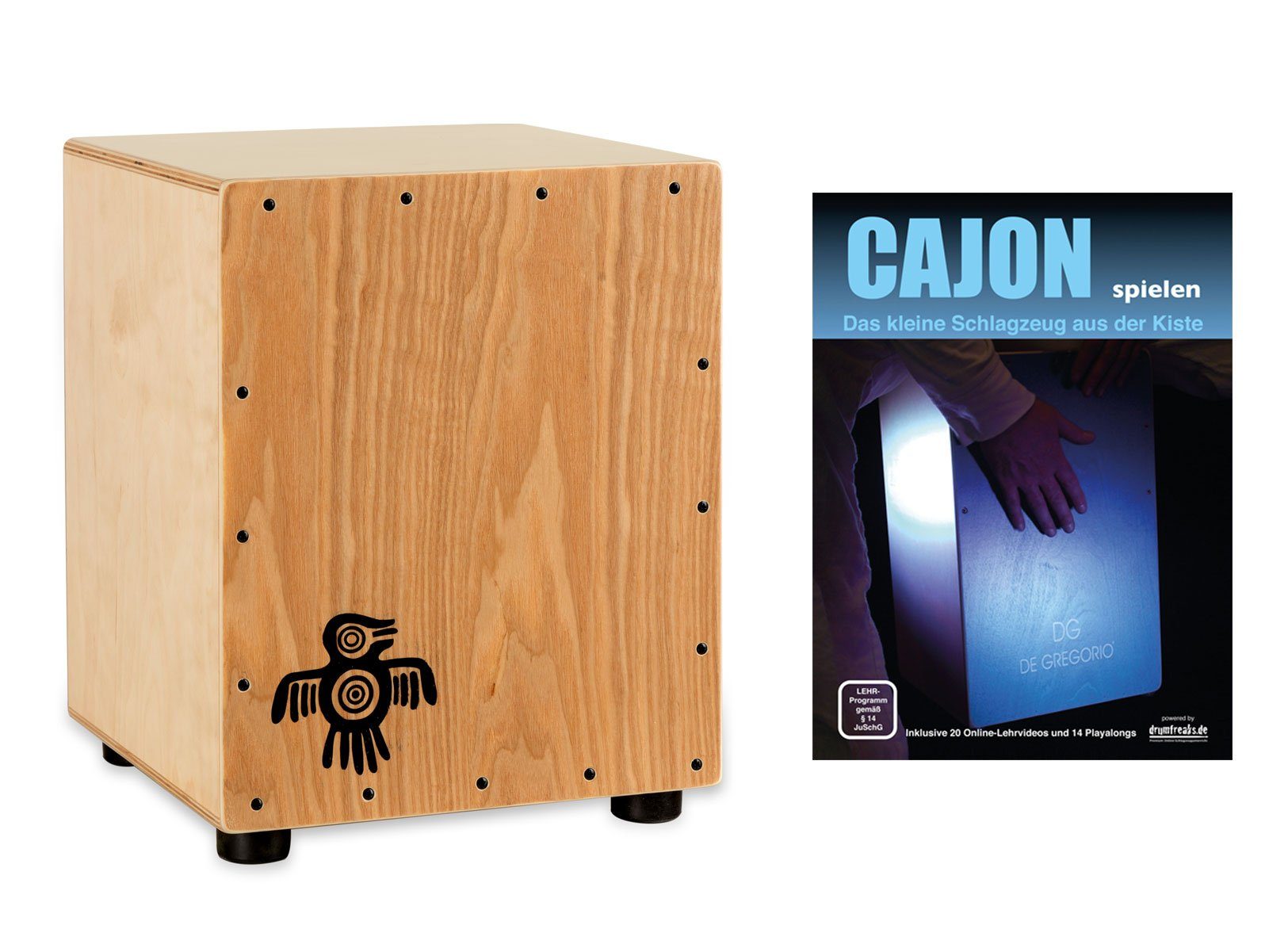 XDrum Cajon Kinder Cajon, inkl. Tasche & Cajonschule, Kinder-Cajon voller Klang, deutliche Bass/Snare-Trennung