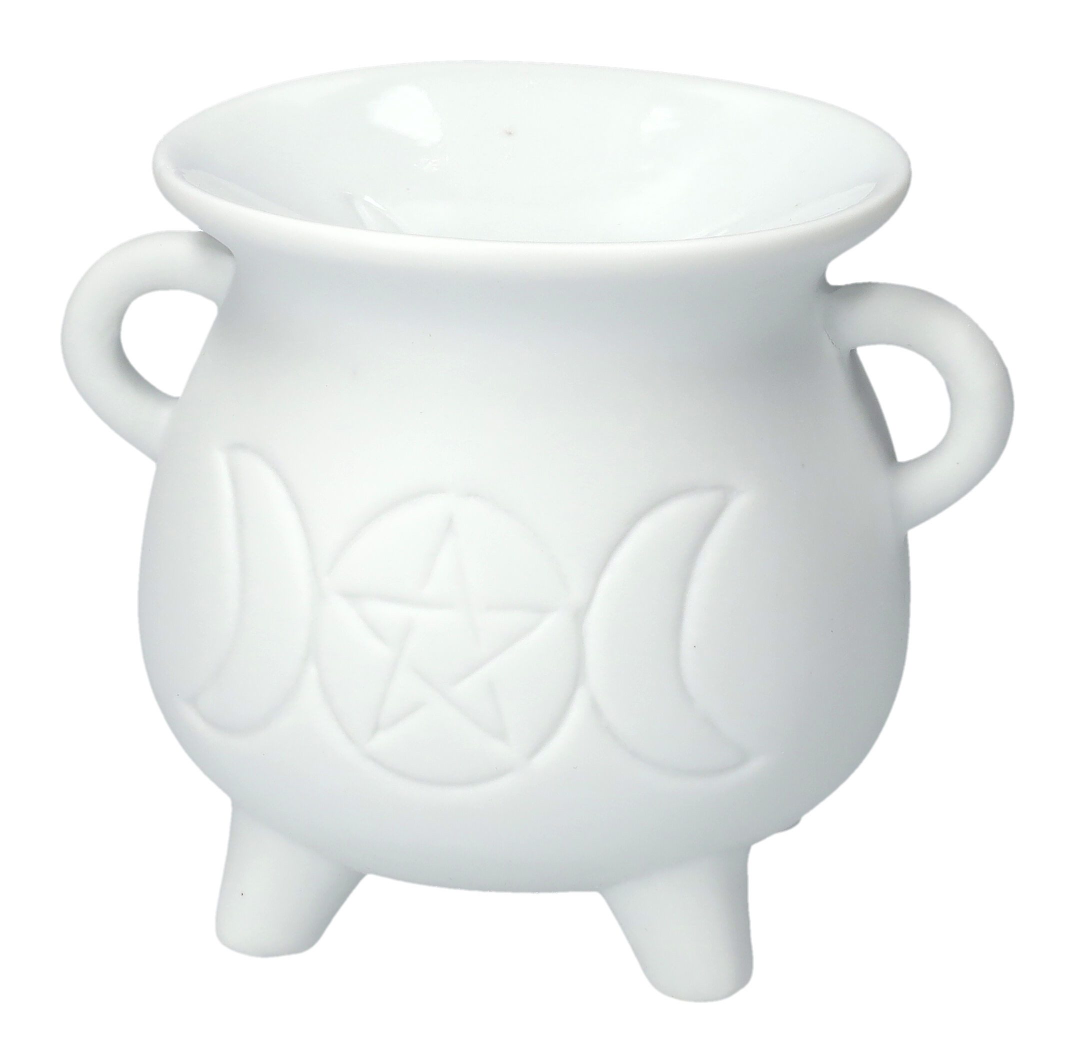 Figuren Shop GmbH Duftlampe Duftlampe weiß - Dreifach Mond Pentagramm - Wicca Dekoration