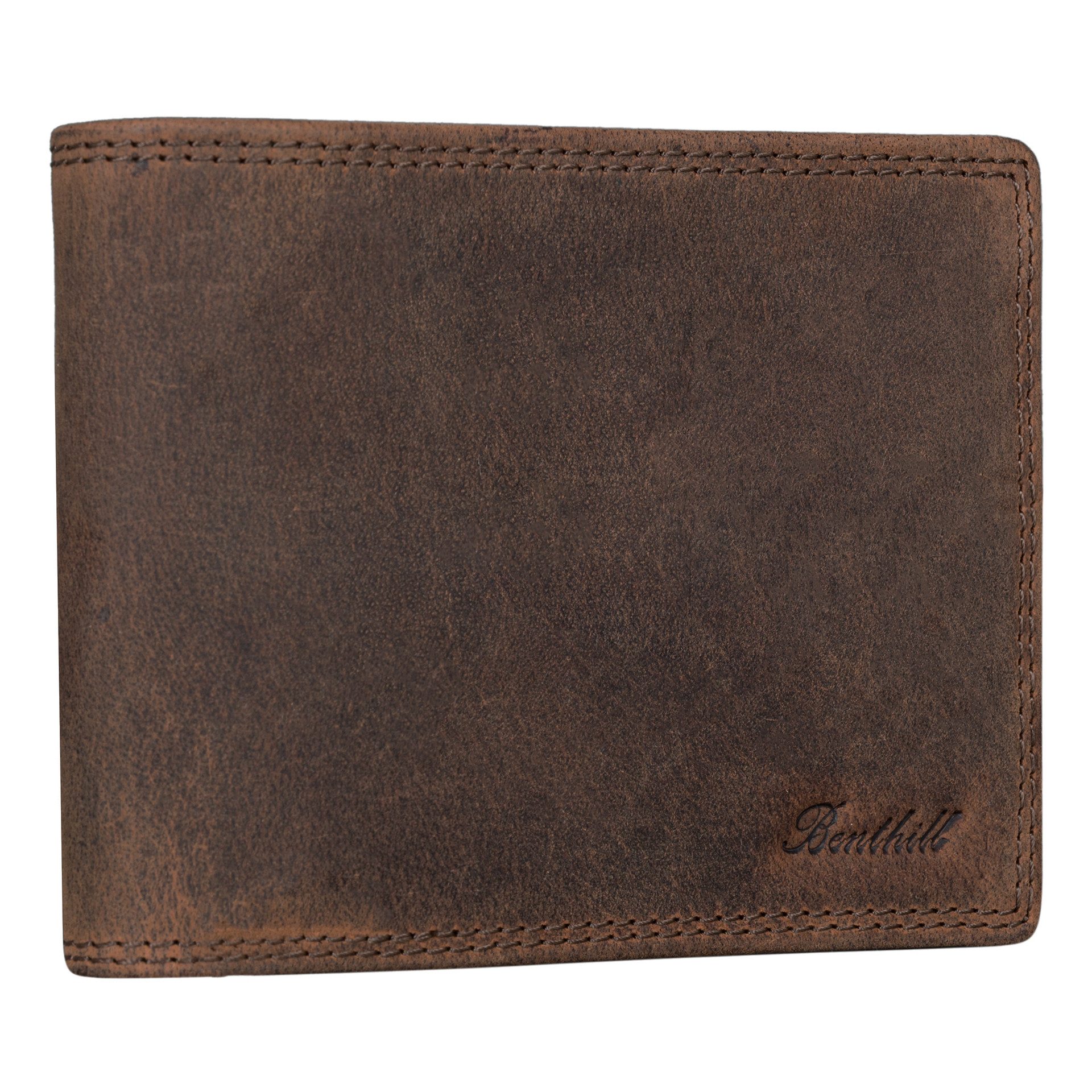 Benthill Geldbörse Herren Echt-Leder Geldbeutel RFID Großes Portemonnaie Männer Vintage, RFID-Schutz Kartenfächer Münzfach