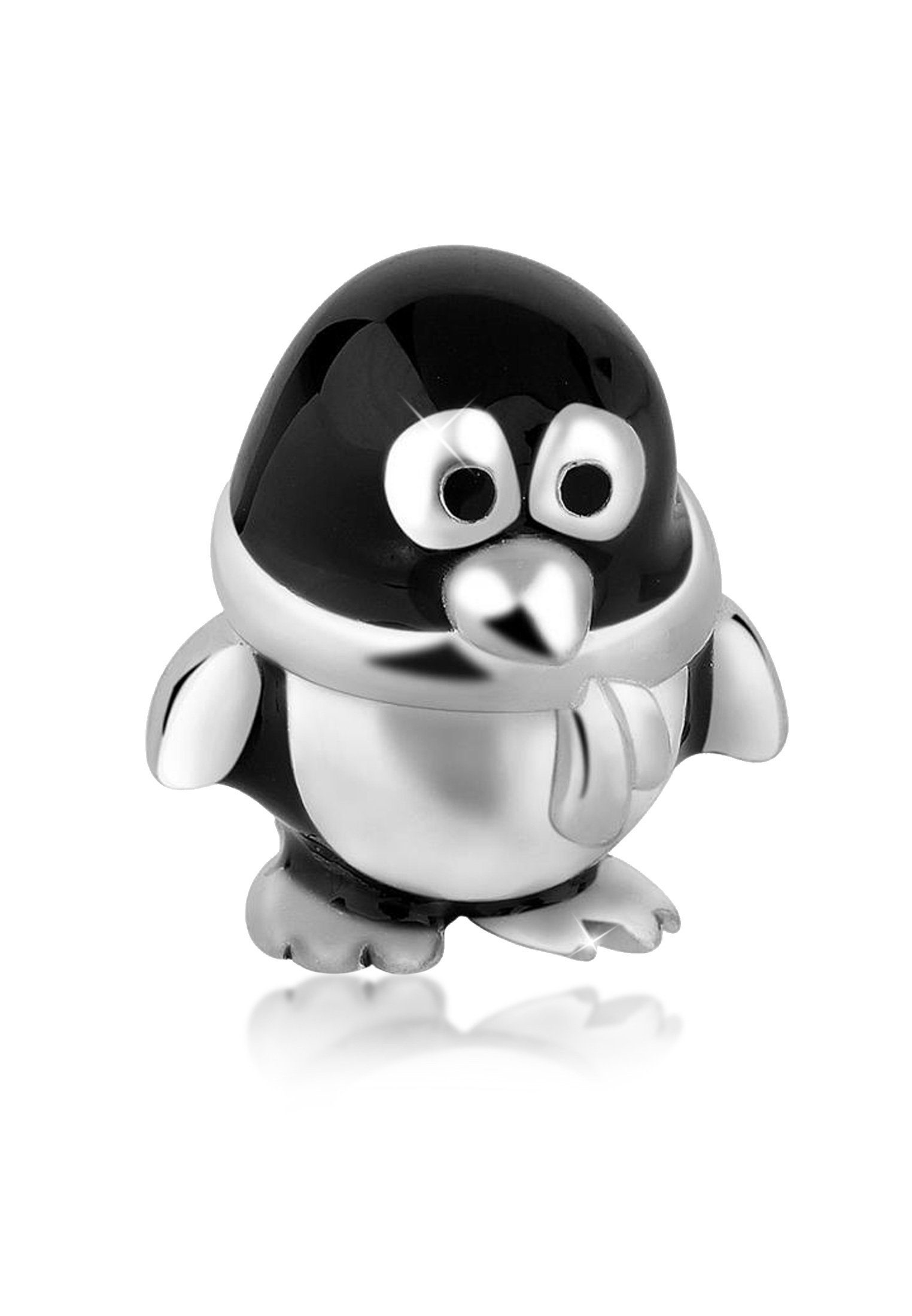 Nenalina Charm-Einhänger Pinguin Bead Einhänger Emaille 925 Silber, Pinguin