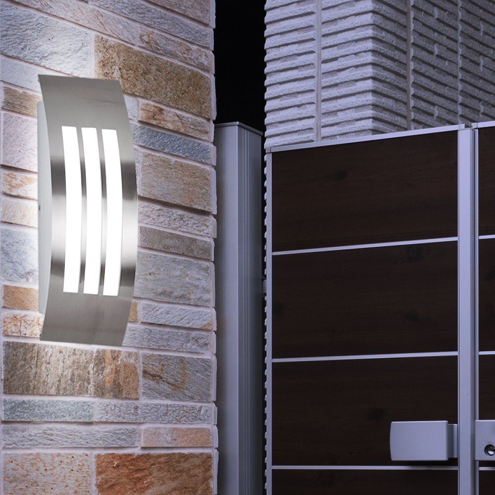 etc-shop Außen-Wandleuchte, Leuchtmittel Gartenleuchte Wandlampe inklusive, silber Fassadenlampe Außenwandleuchten nicht