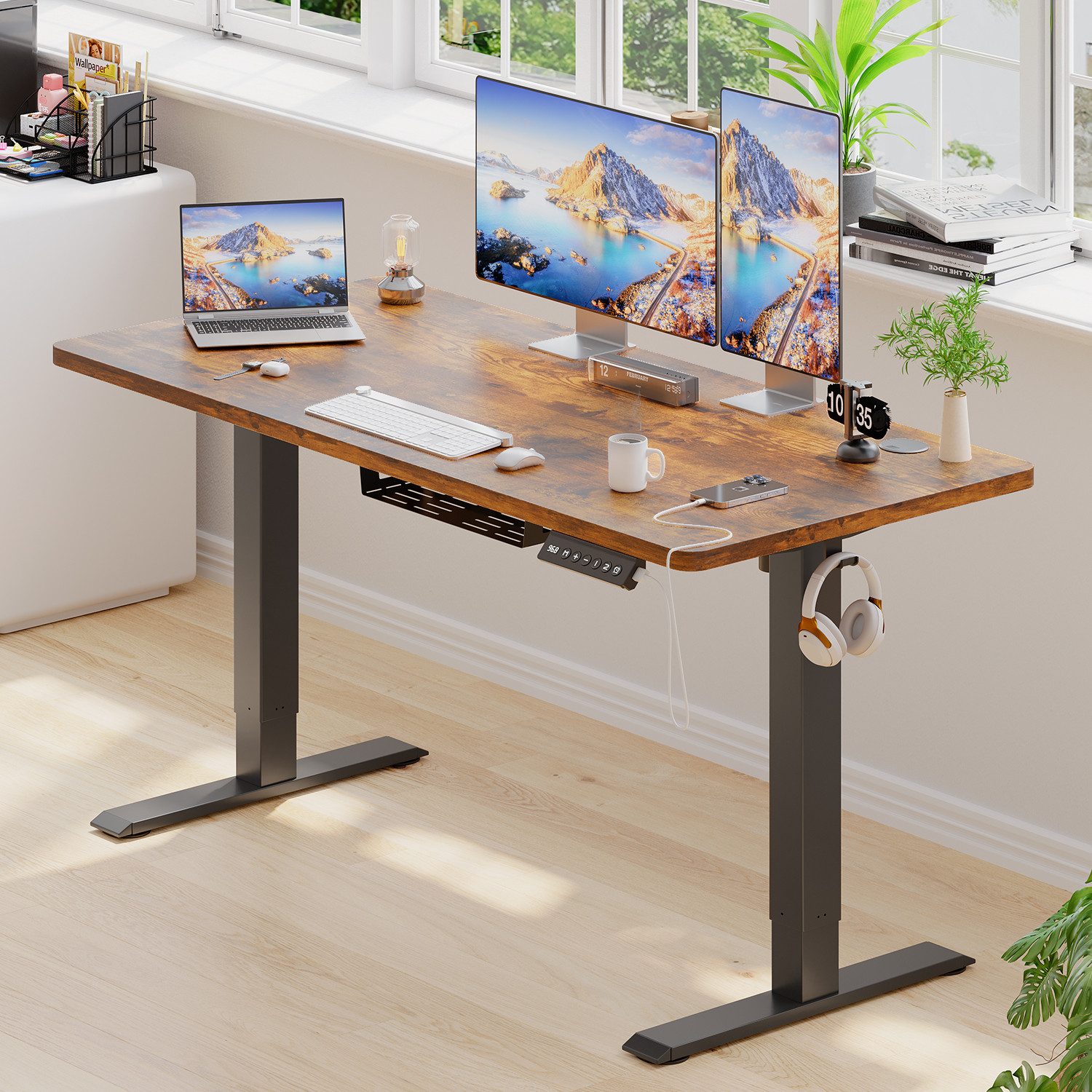 HOMALL Schreibtisch Höhenverstellbarer Schreibtisch mit 2-stufiger Memory-S günstig online kaufen