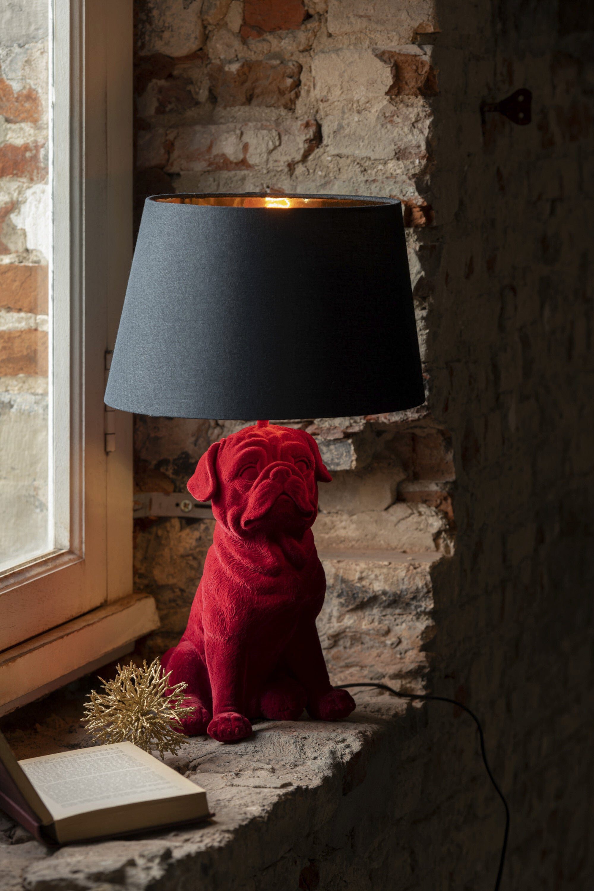 Sitzende 2er GILDE in - Exklusives Erhältlich Set Dekoobjekt Tischlampen Hund Polyresin