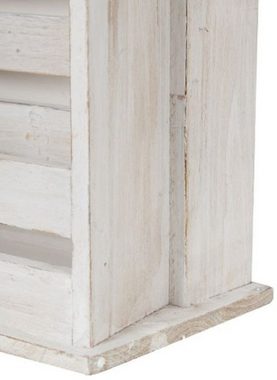 Casa Padrino Stauraumschrank Landhausstil Shabby Chic Wandhängeschrank Antik Weiß 44 x 17 x H. 59 cm - Handgefertigter Hängeschrank mit Spiegel