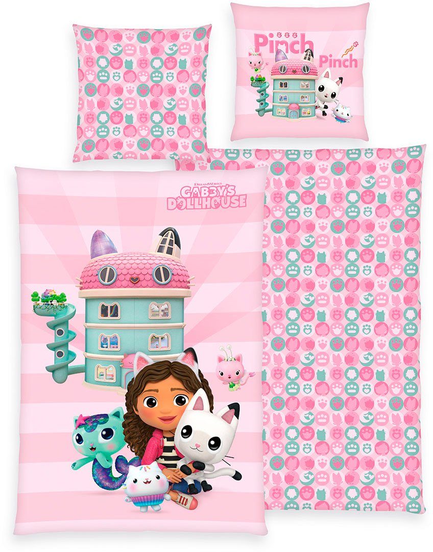 Dreamworks Gabby’s Dollhouse Kinderbettwäsche Gabbys Dollhouse, Renforcé, 2 teilig, mit tollem Motiv