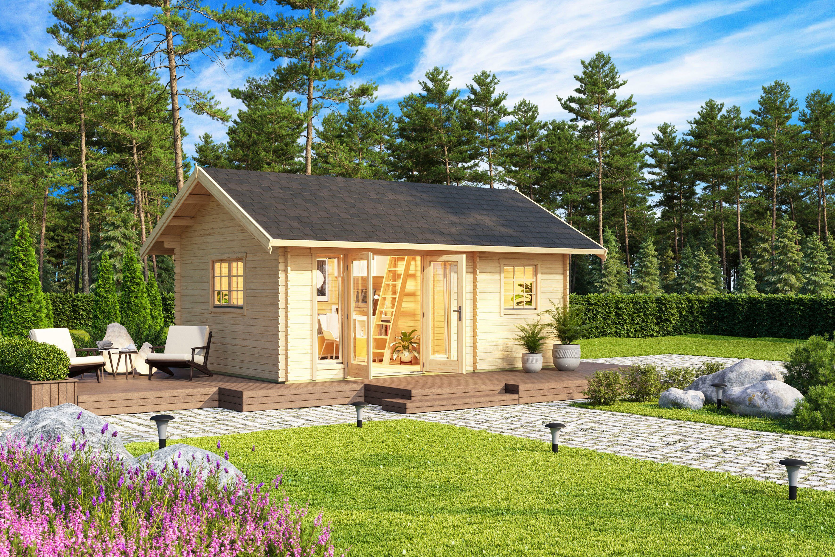 LASITA MAJA Gartenhaus CAROLINE, BxT: 675x490 cm, (Set, inkl. Fußbodenbretter zum Verlegen)