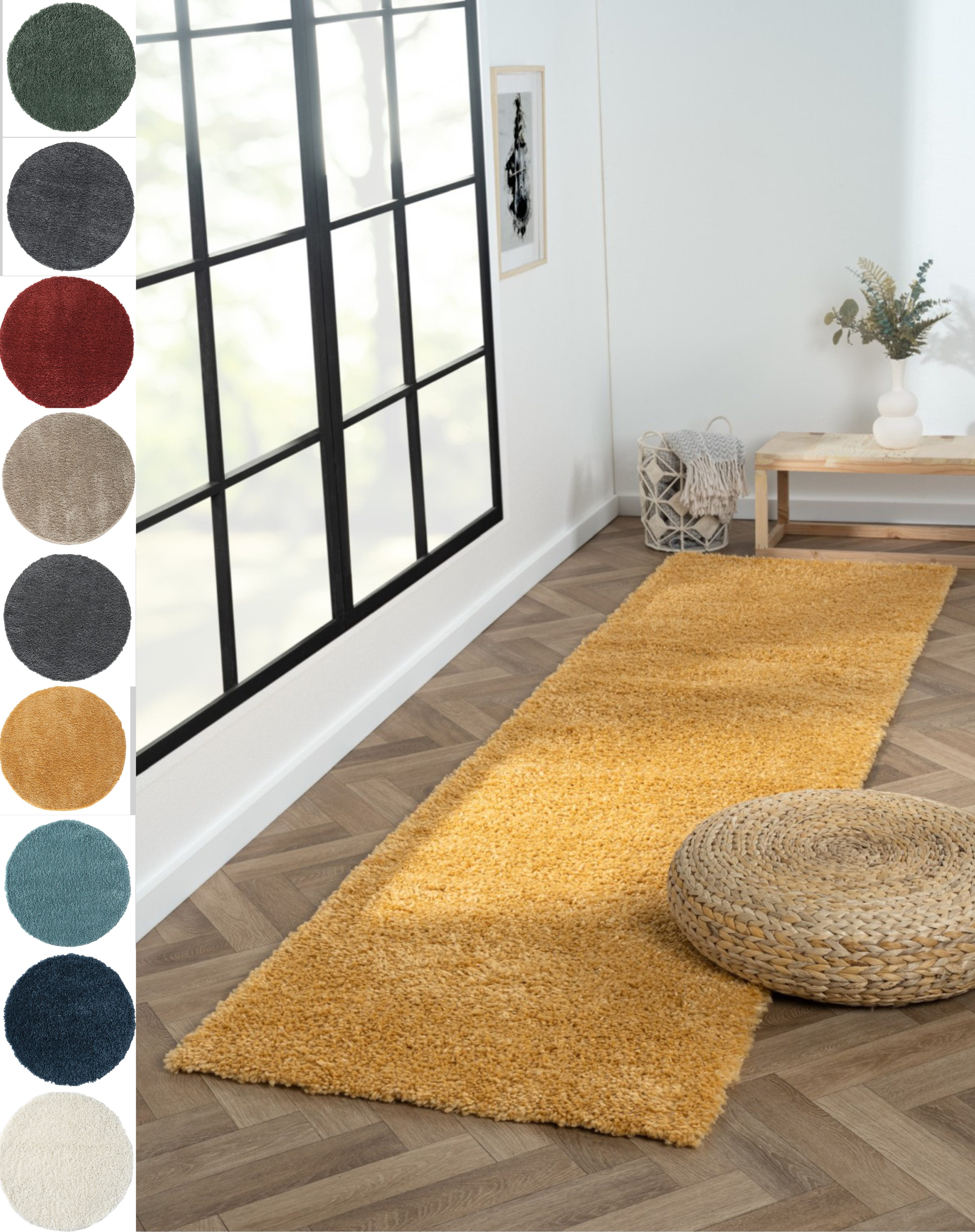 Myflair Möbel & Accessoires Hochflor-Läufer My Shaggy, rechteckig, Höhe: 37 mm, Shaggy, Uni Farben, leicht glänzend, Microfaser, extra flauschig