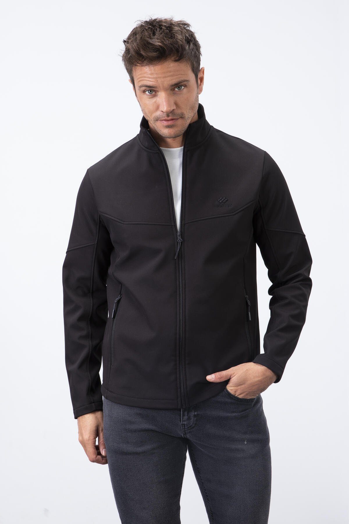 TOMMY LIFE Softshelljacke Windbreaker schwarz