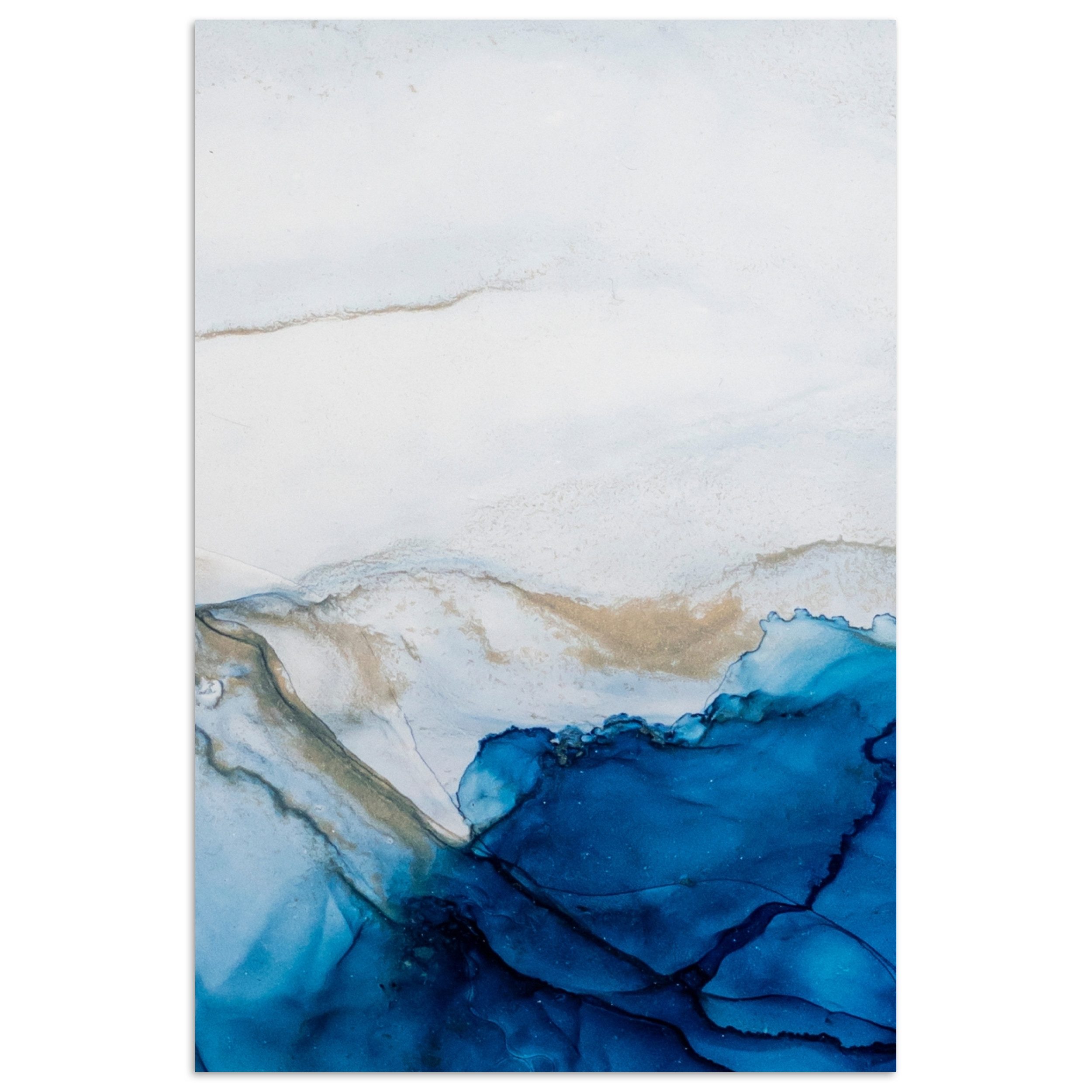MuchoWow Poster Aquarell - Blau - Abstrakt - Kunst - Modern, (1 St), Poster ohne Rahmen, Wandbild, Wandposter, 20x30 cm