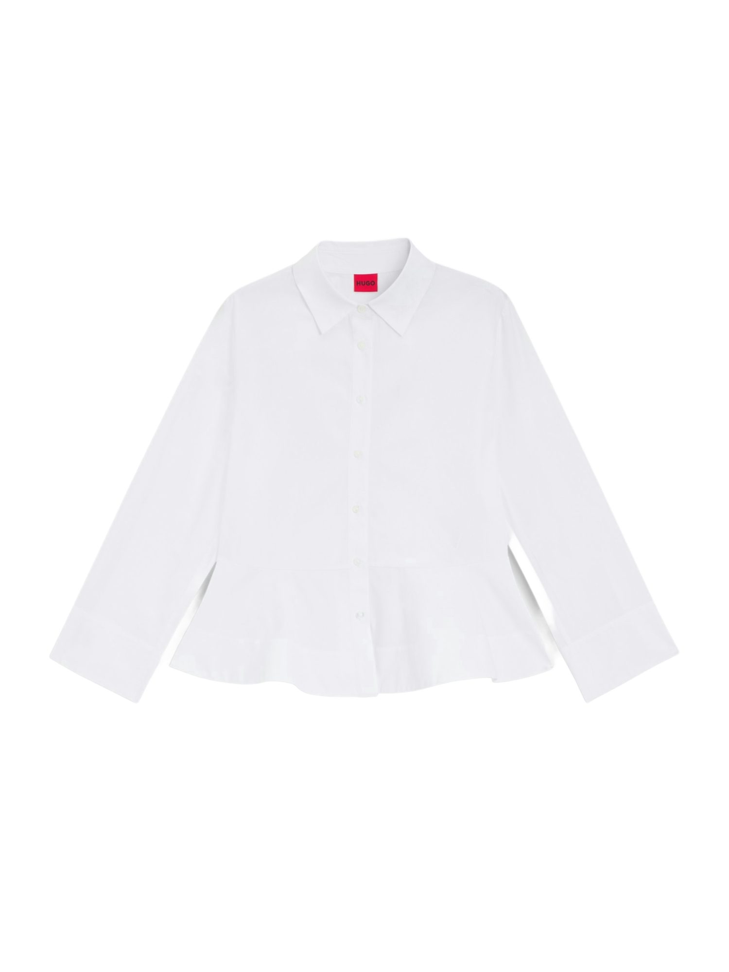 HUGO Blusenshirt HUGO Women RED weiß,Casual,Baumwolle,Unifarben,Hemdblusenkragen,Lang,Slim Fit