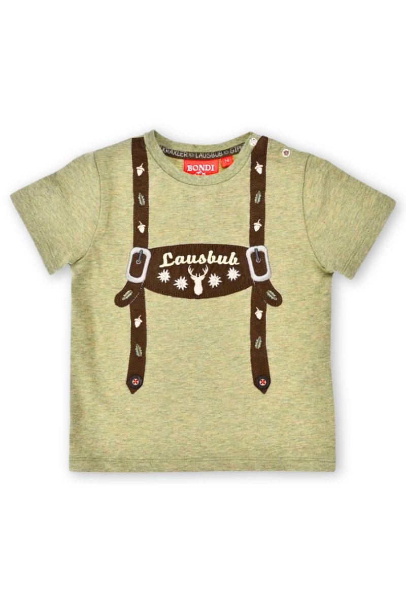 BONDI Trachtenhemd Trachtenshirt Baby/Kind - LAUSBUB - grün melange