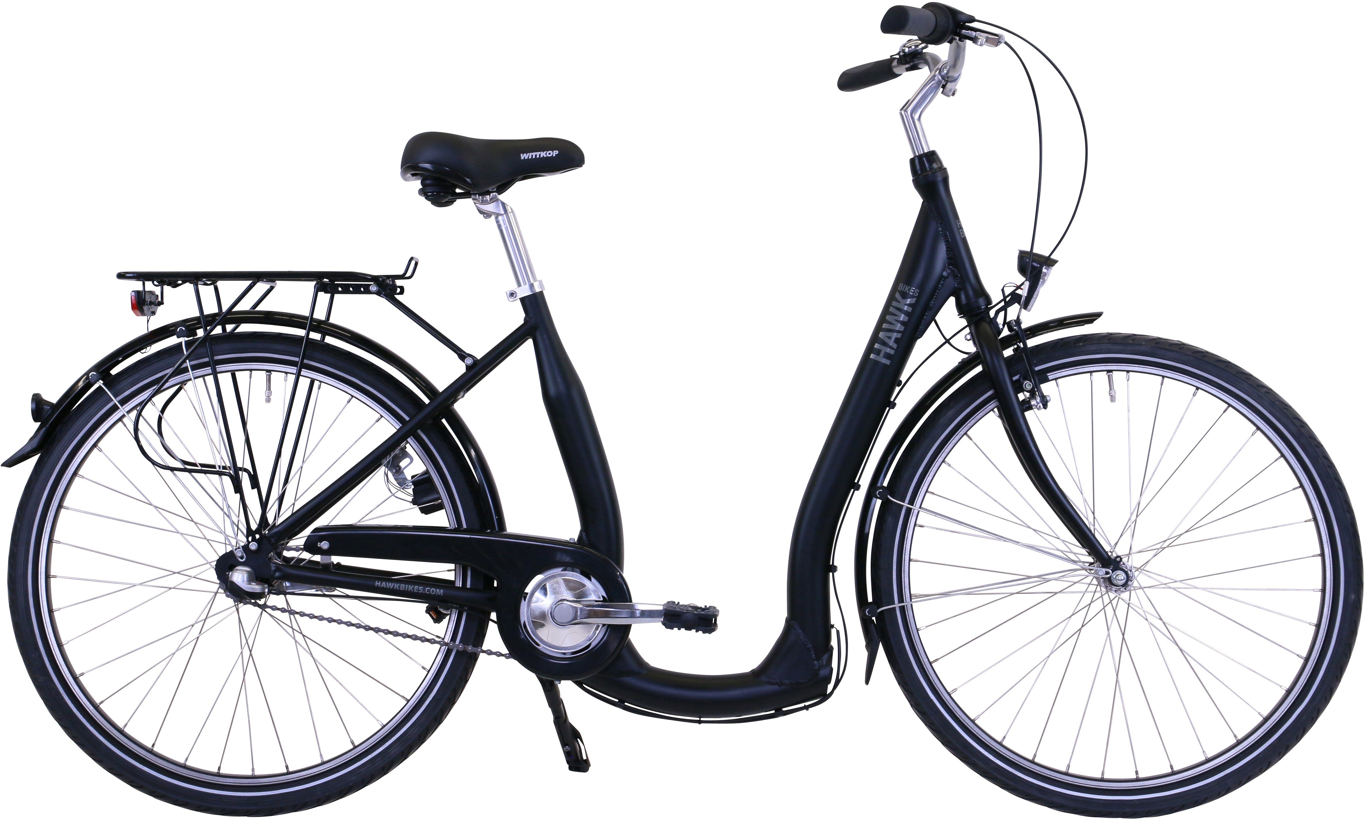 HAWK Bikes Cityrad HAWK City Comfort Premium Black, 3 Gang Shimano Nexus Schaltwerk, für Damen und Herren