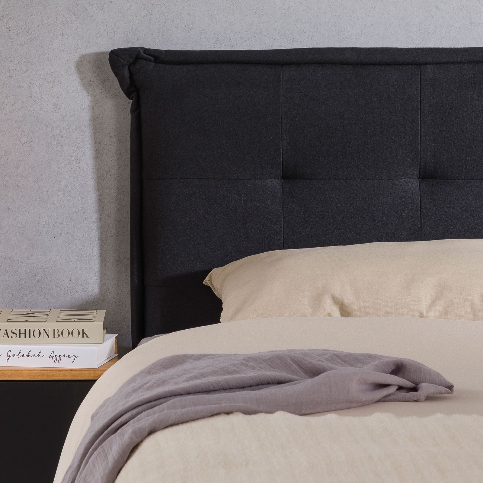 IDIMEX Kopfteil EBEYA, Bettkopfteil 120cm, Headboard Kopfteil gesteppt mit Stoffbezug schwarz