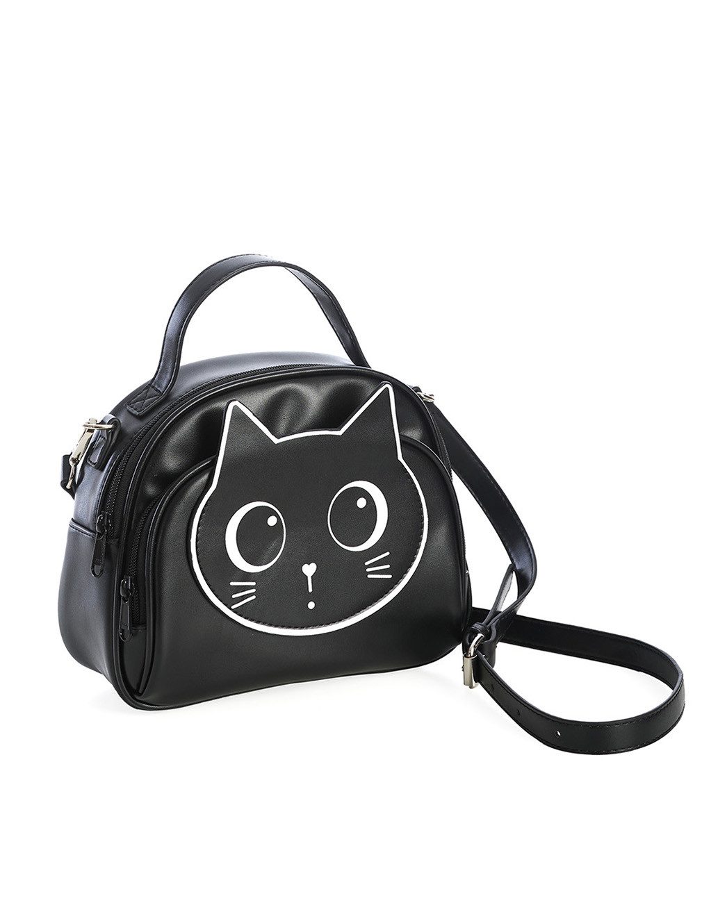 Banned Schultertasche Haru Schwarz, Katzen Print